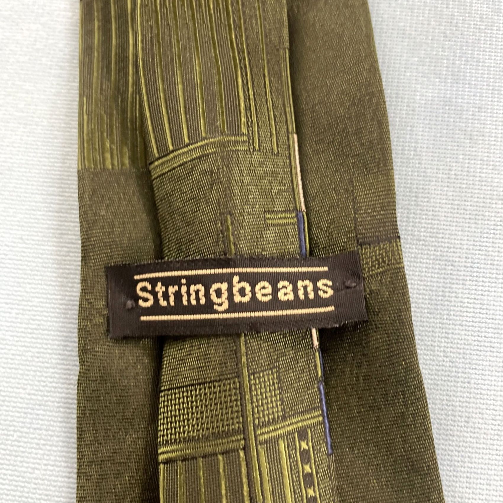 MCM vtg 60s Stringbeans Tie MCM Mod Art Deco Woven Geometric Green Blue Slim 3x59 Capsule Necktie Mens Vintage Designer Tie Size ONE SIZE - 6 Thumbnail