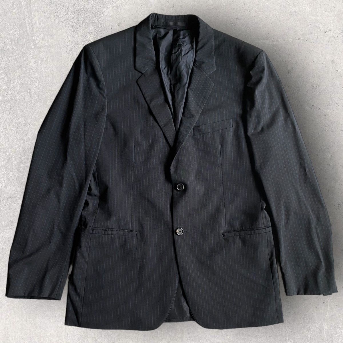 Jil Sander Jil Sander Black/Blue Pinstriped Tailor Suit Set Size US 34 / EU 50 - 2 Thumbnail