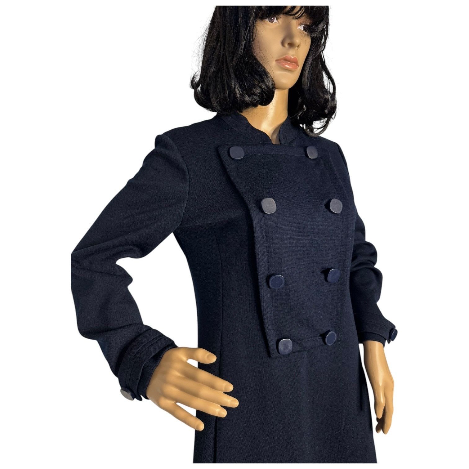 Vintage Vtg 60's Navy double breasted pop over dress military style Size M / US 6-8 / IT 42-44 - 5 Thumbnail