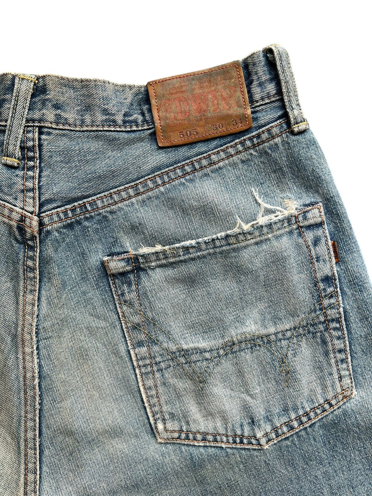 Edwin Vintage Edwin 505 Selvedge Distressed Denim Jeans 31x33 Size US 31 - 9 Thumbnail
