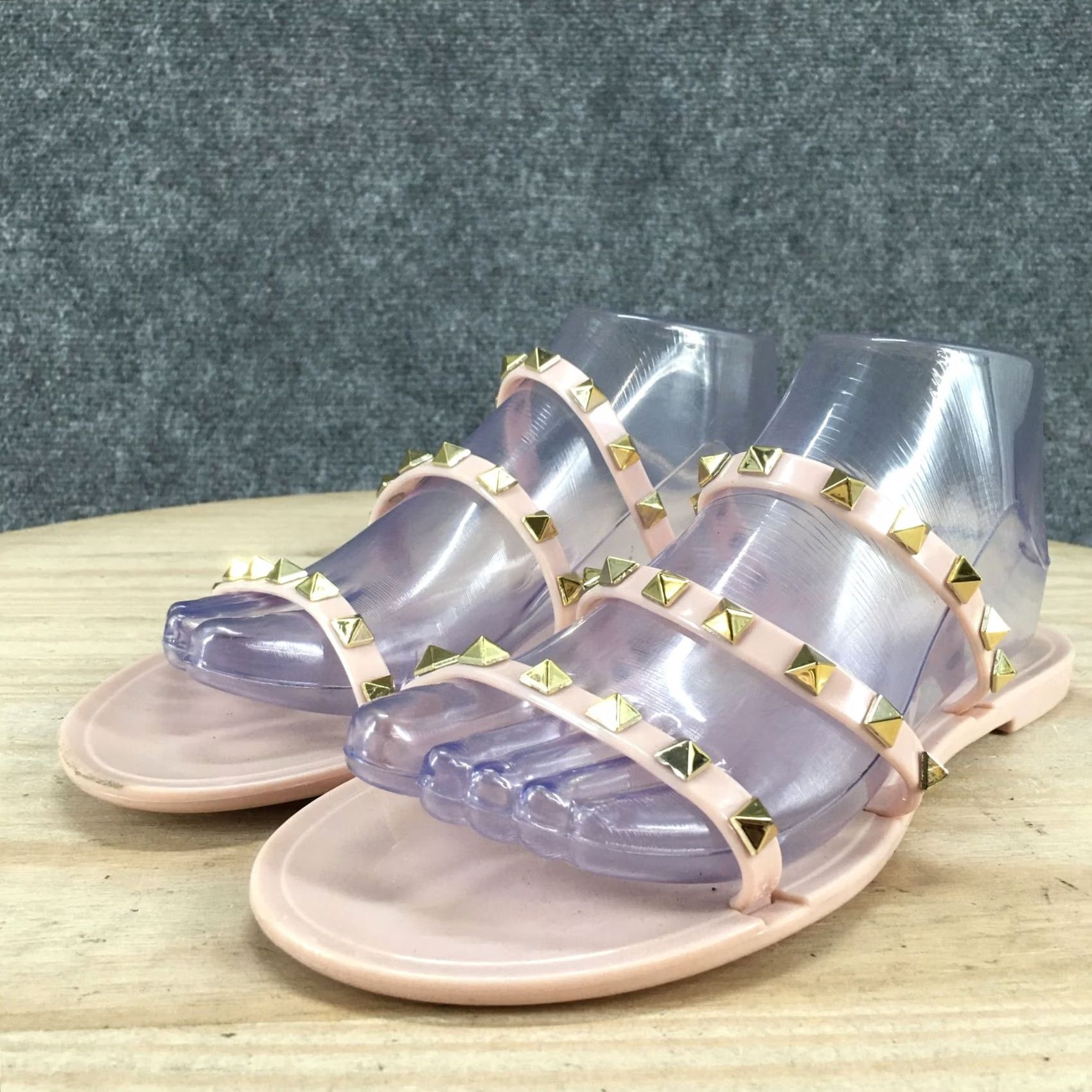Vintage Steven Sandals Womens 9 M Studded Slide Flats Slip On Beige Open Toe Casual Size US 9 / IT 39 - 5 Thumbnail