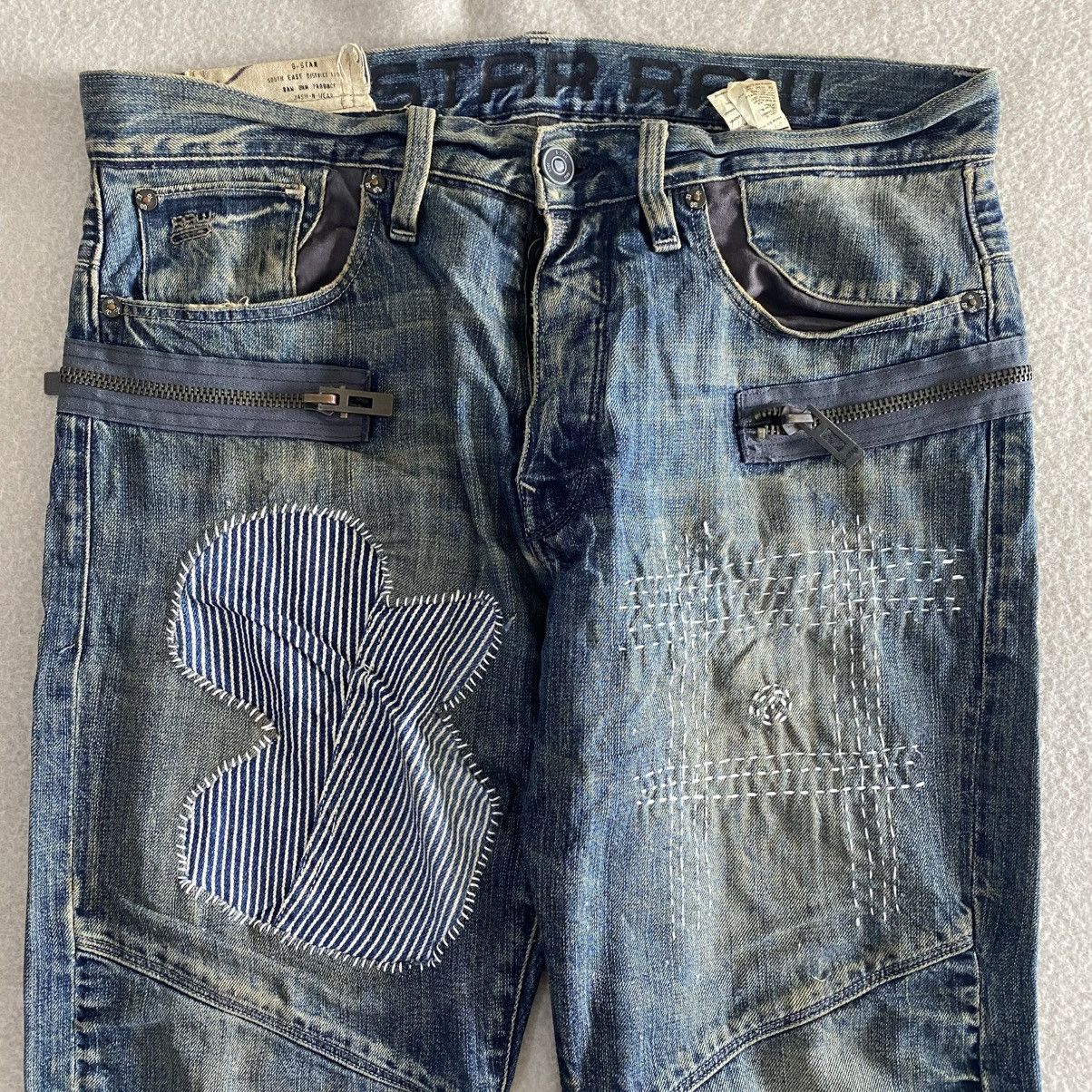 If Six Was Nine Gstar Raw Distressed Sashiko Repaired Denim w36 Size US 36 / EU 52 - 2 Thumbnail