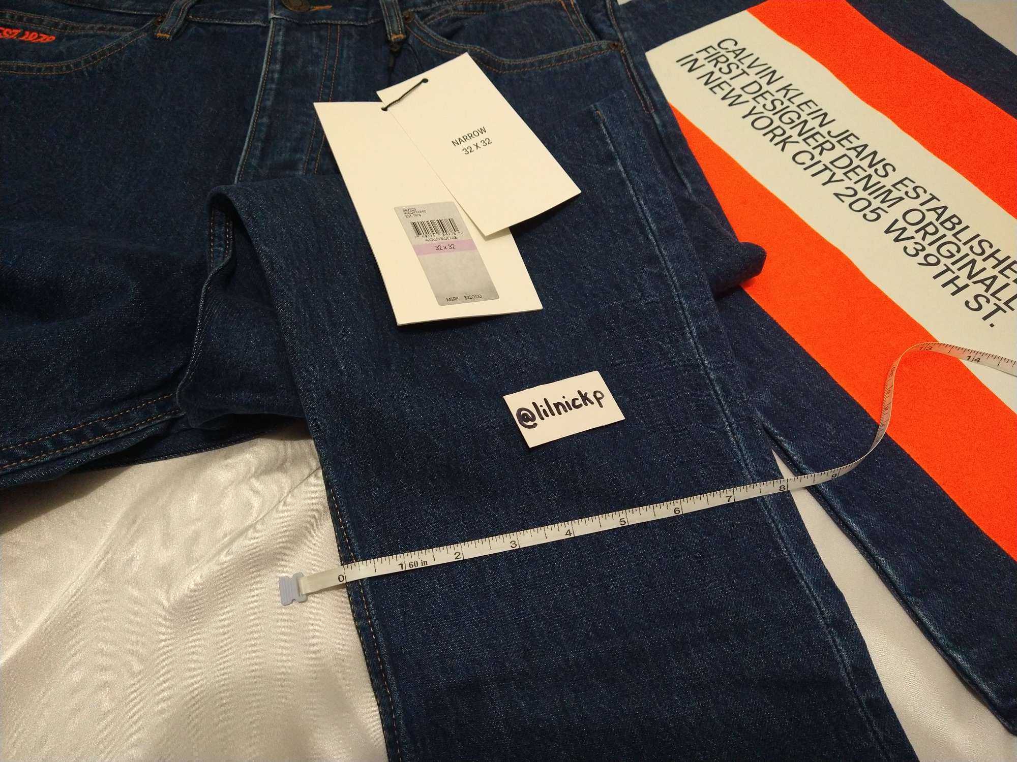 Calvin Klein 205W39NYC EST. 1978 Narrow Leg Apollo Blue Jeans Size US 32 / EU 48 - 10 Thumbnail