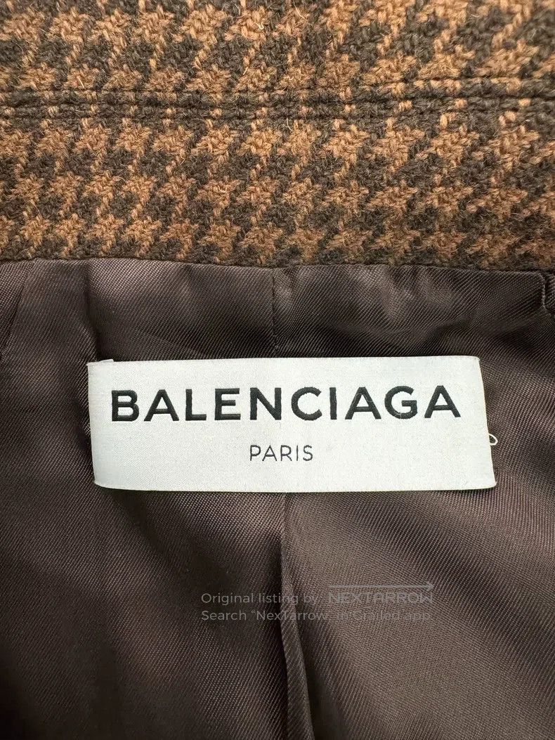 Balenciaga Balenciaga Brown Houndstooth Women's Wool Double Breasted Size XS / US 0-2 / IT 36-38 - 6 Thumbnail