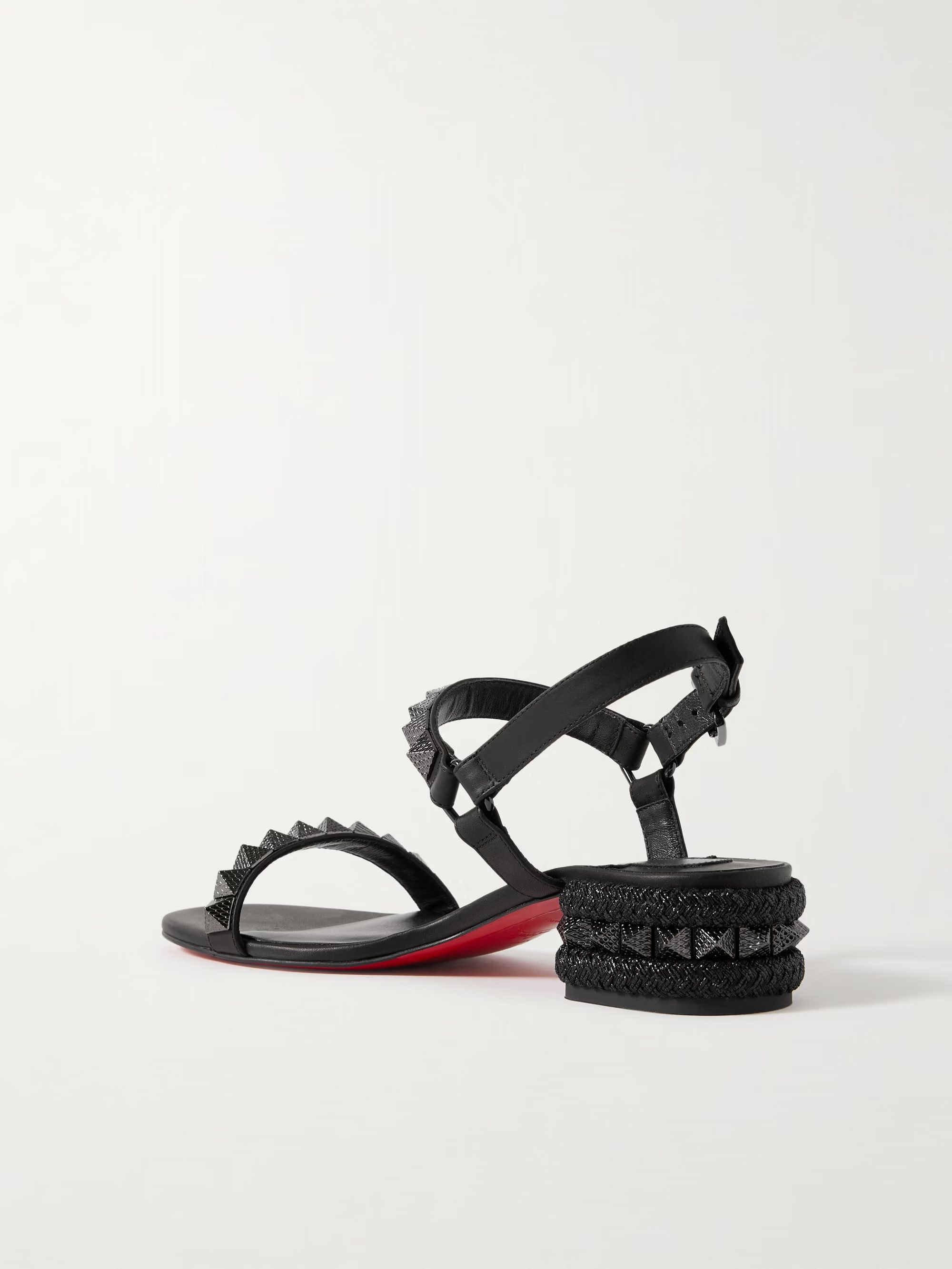 Christian Louboutin Pyrasand 30 Black Leather Block Heel Ankle Strap Sandal 35.5 Size US 5.5 / IT 35.5 - 14 Thumbnail