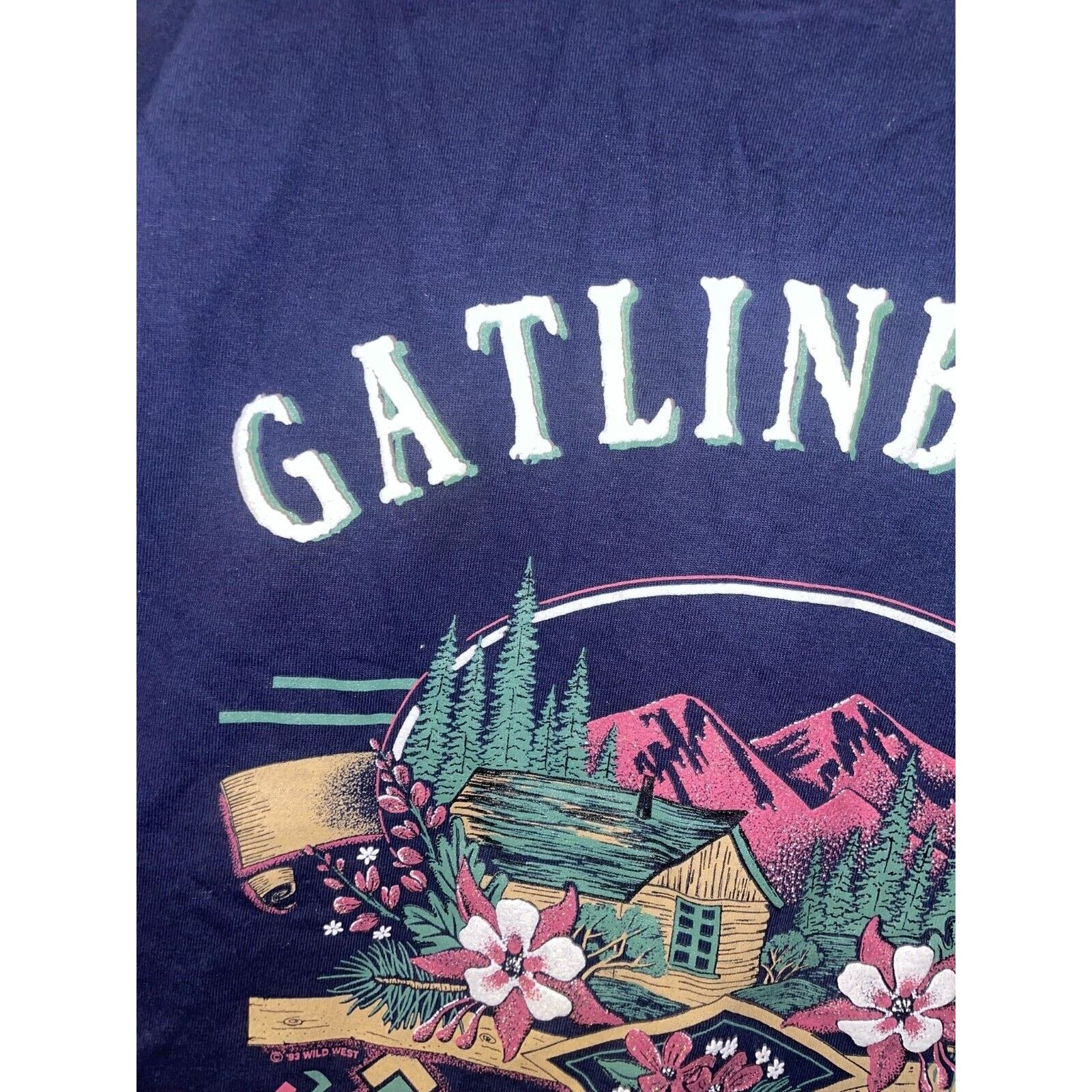 Jerzees Vintage Gatlinburg Shirt Tennessee Blue Tee VTG 90s Large Size US L / EU 52-54 / 3 - 6 Thumbnail