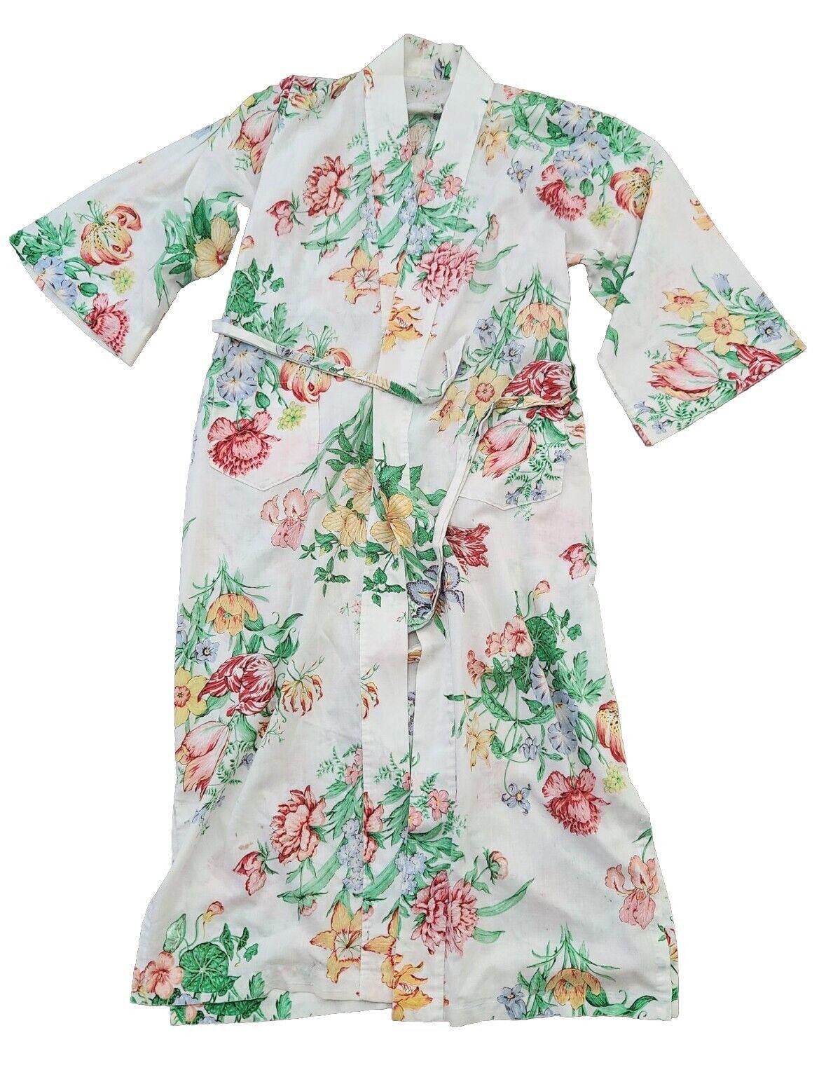 Designer Vintage Robe Womens Floral With Belt Cotton Kimono Full Size ONE SIZE - 1 Thumbnail