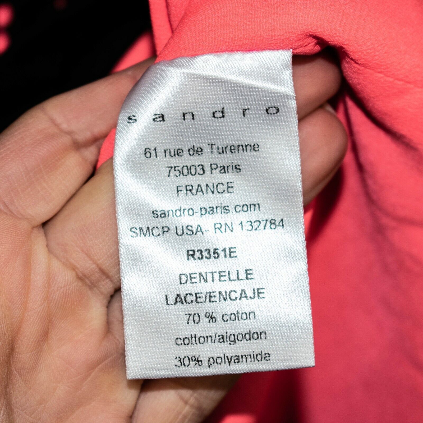 Sandro SANDRO Paris Dentelle Lace Encaje Sheath Dress Black Pink Size S / US 4 / IT 40 - 7 Thumbnail