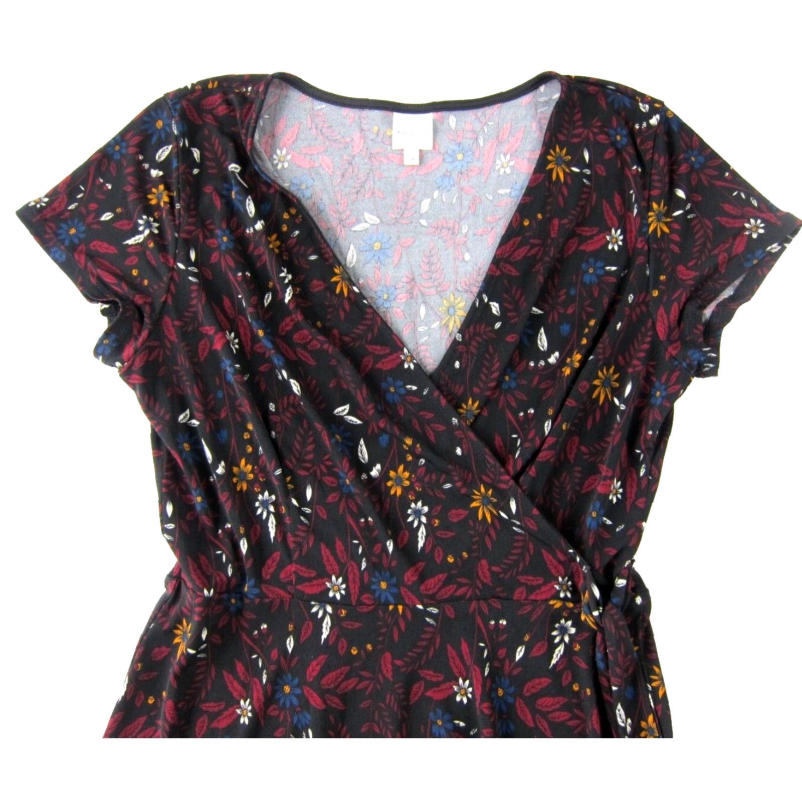 Vintage Kaileigh Dress Main Selling Point Brand Kaileigh Black Yellow Red Blue Stretch V-Neck Short Sleeve Midi Dress Small Size 28" / US 6 / IT 42 - 4 Thumbnail