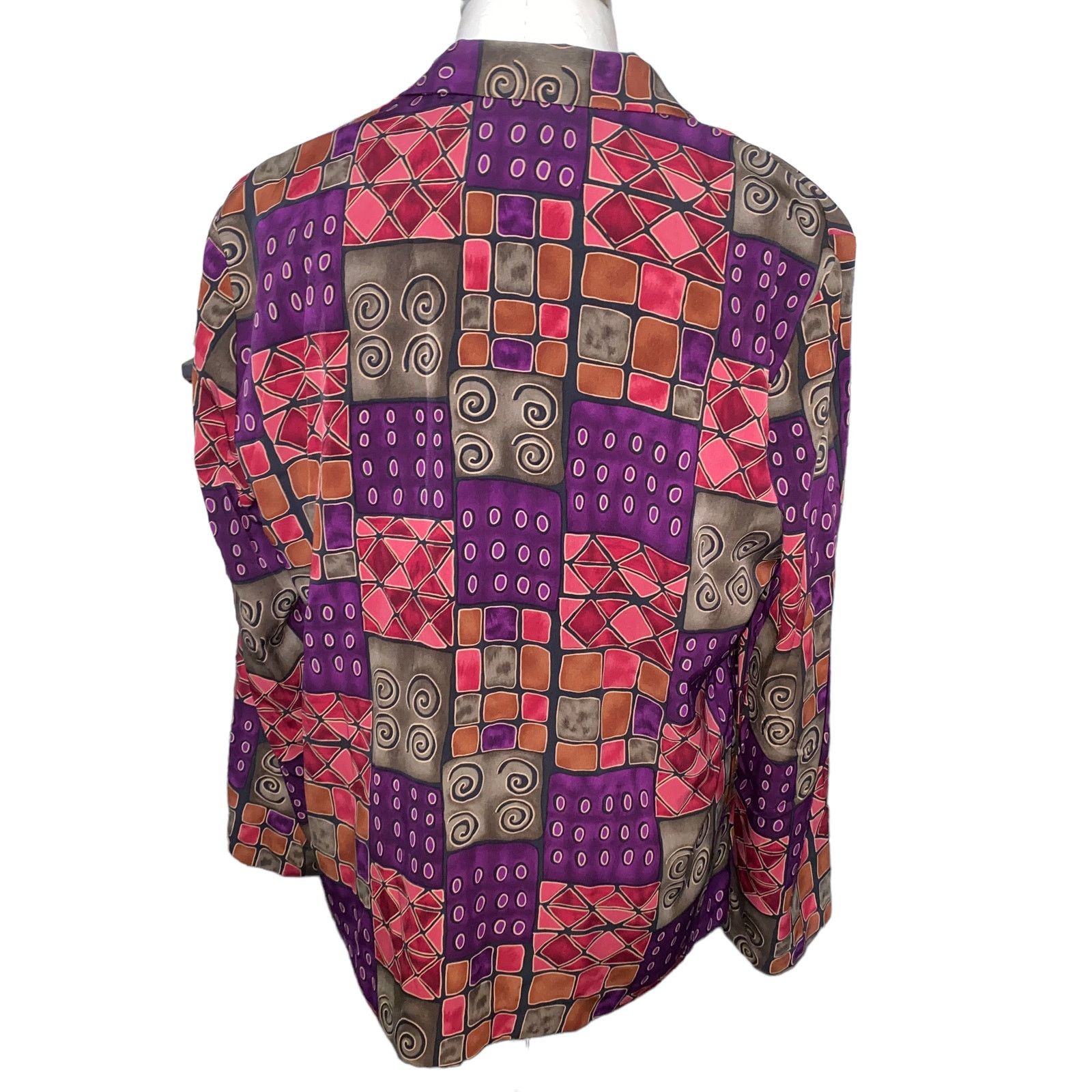 Other Vintage Retro abstract print one button Blazer Petite Large Size L / US 10 / IT 46 - 3 Thumbnail