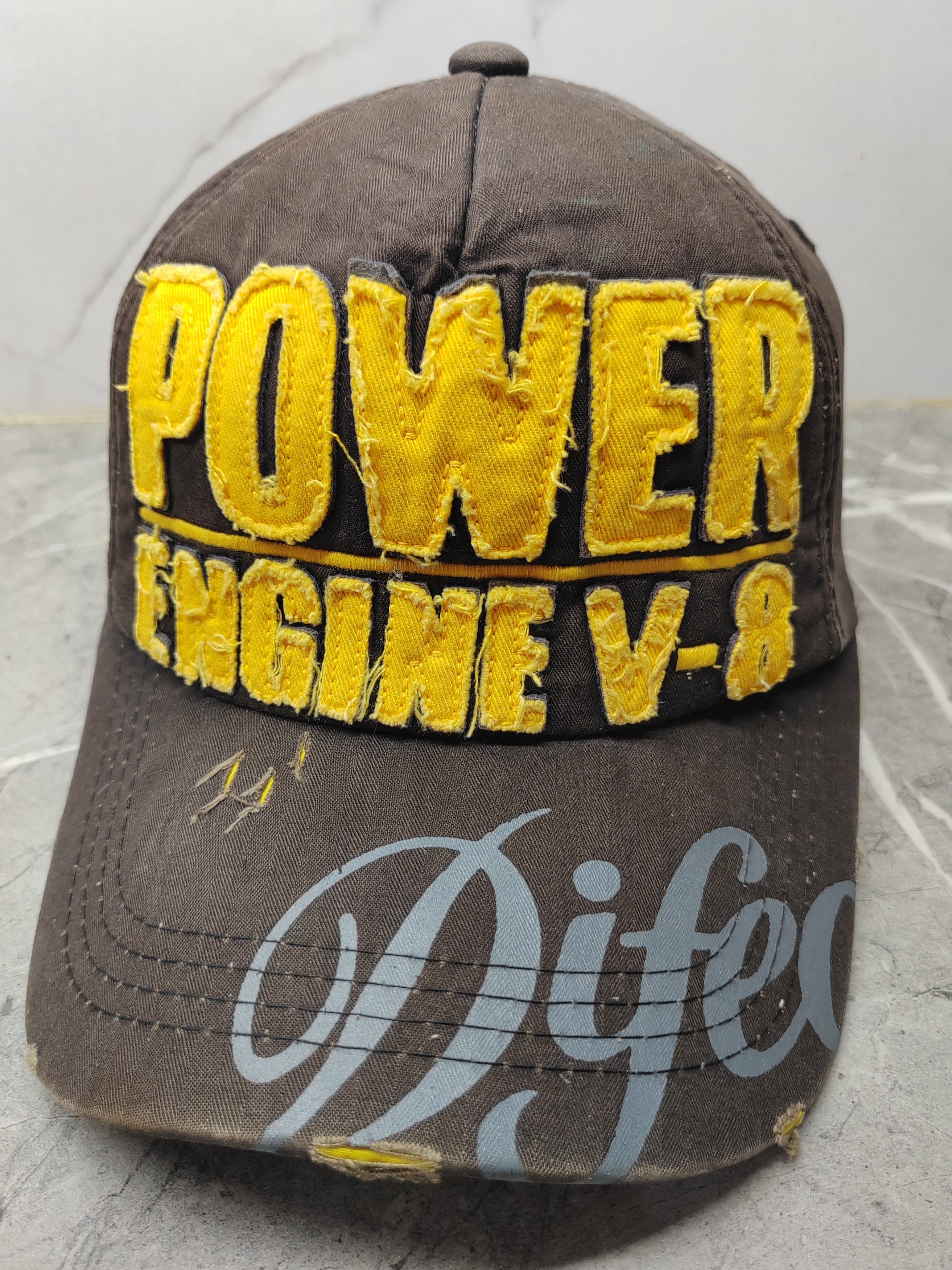 Vintage Vintage Power Engine V8 Distressed Style Cap Hat Size ONE SIZE - 1 Thumbnail