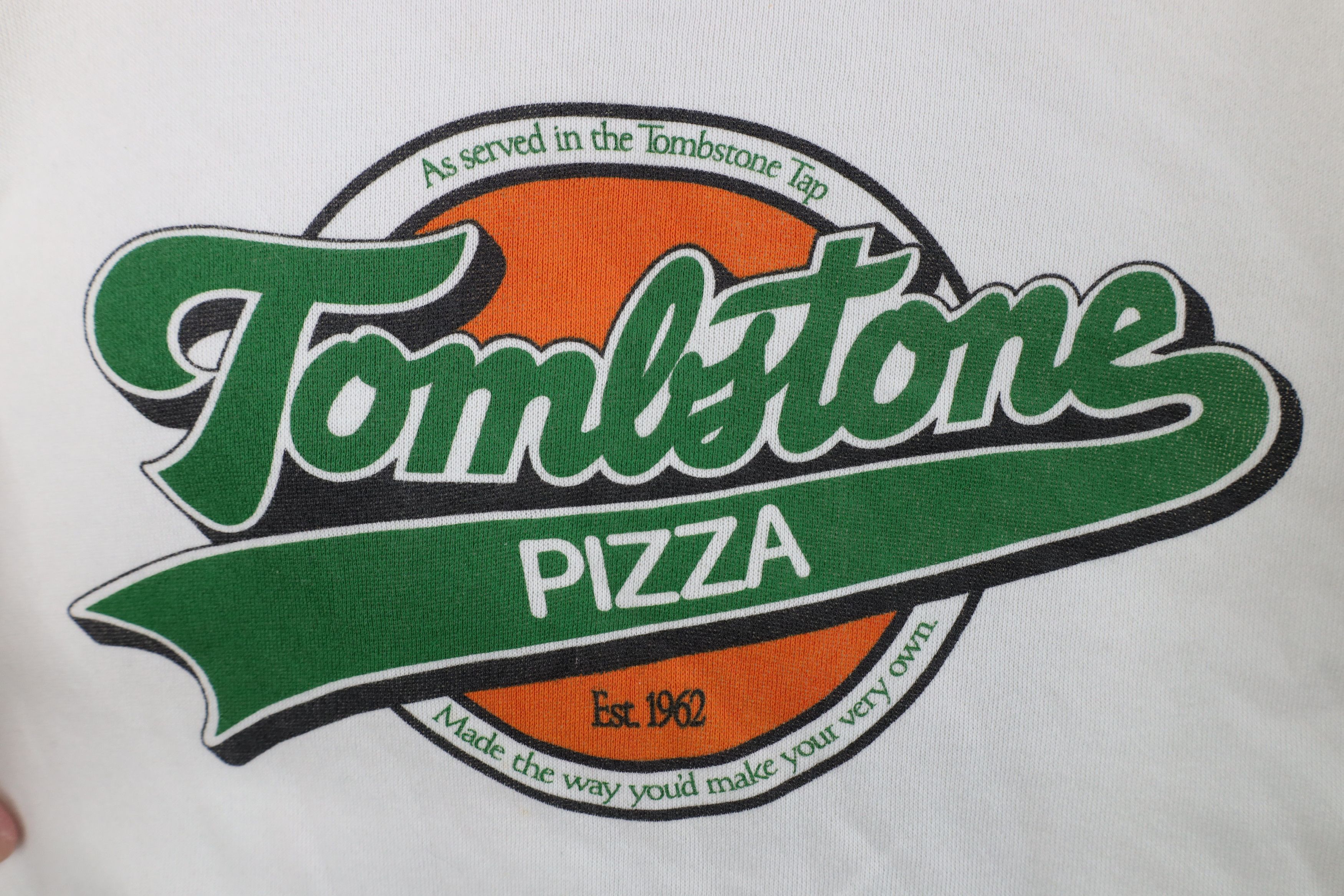 Vintage Vintage 80s 90s Spell Tombstone Pizza Sweatshirt White USA Size XL / US 12-14 / IT 48-50 - 4 Thumbnail