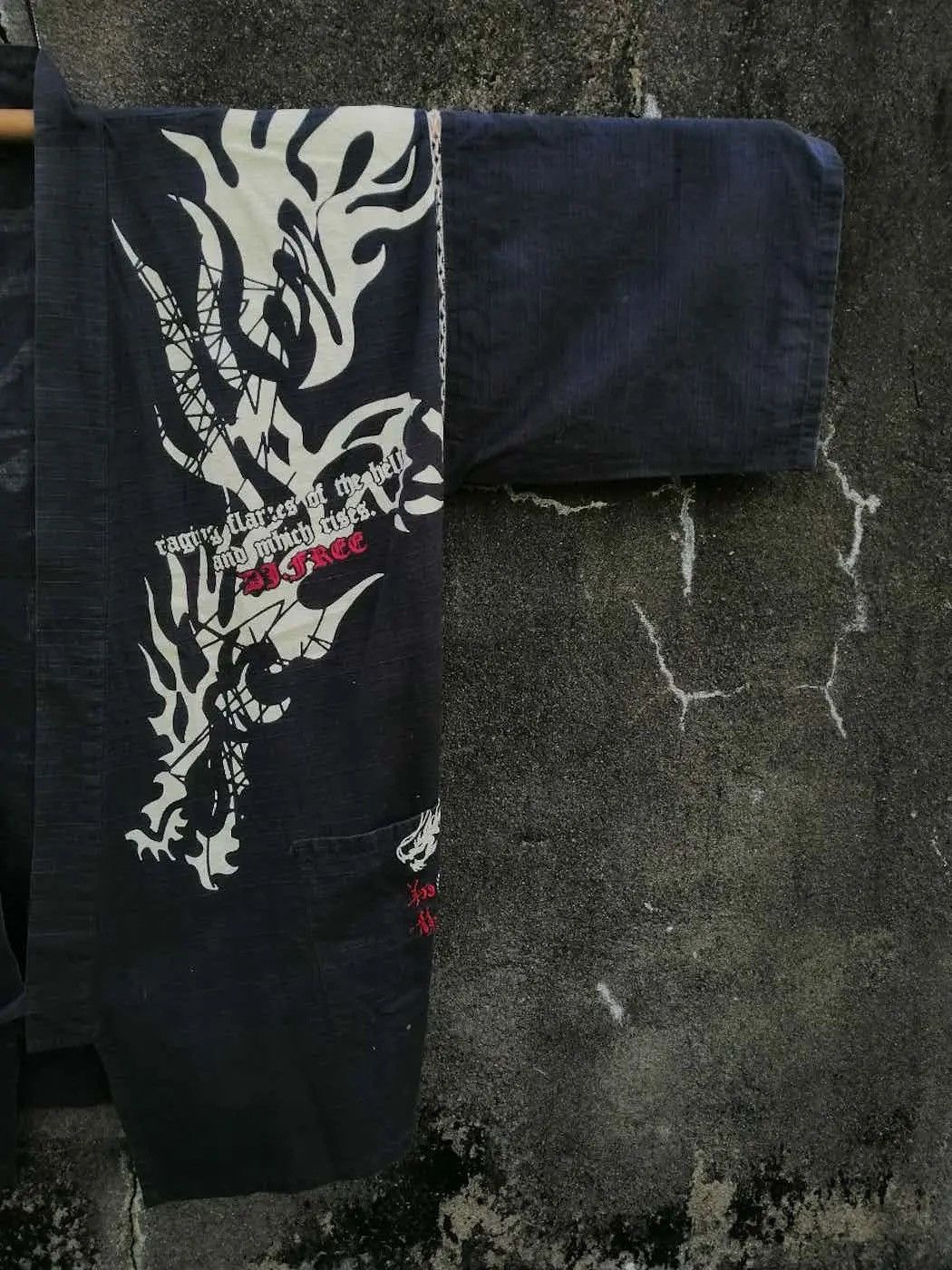 Vintage DJ FREE Dragon Print Kimono Jacket – Black Wrap Style Size US L / EU 52-54 / 3 - 3 Thumbnail