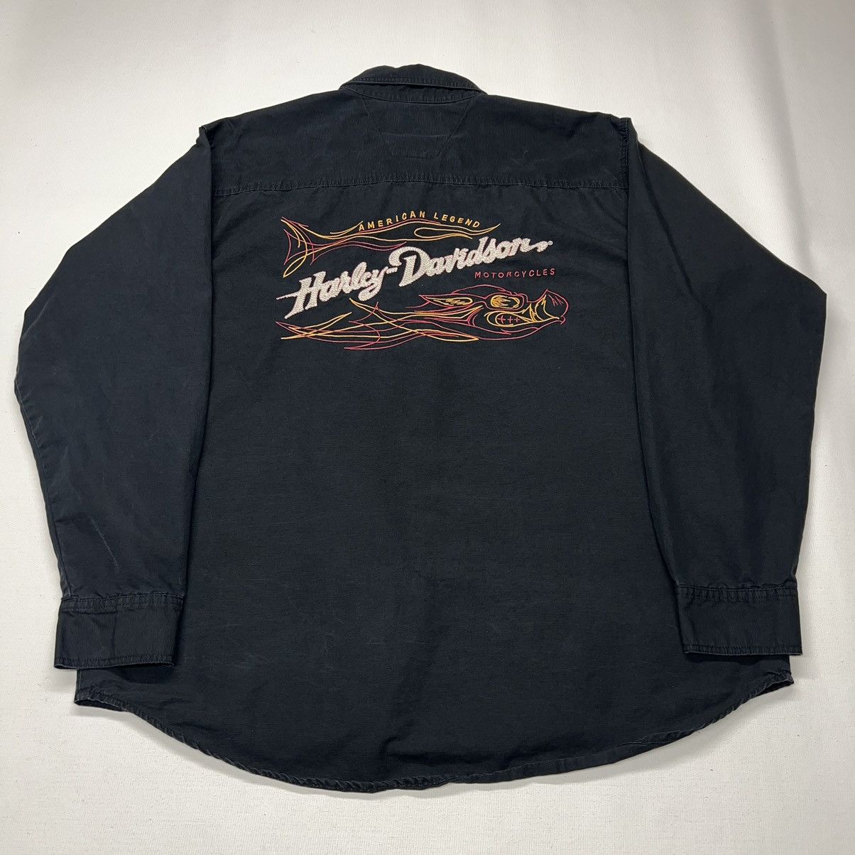Harley Davidson × Vintage Harley Davidson Button Up Shirt Black Embroidered Logo Biker Size US XL / EU 56 / 4 - 1 Thumbnail