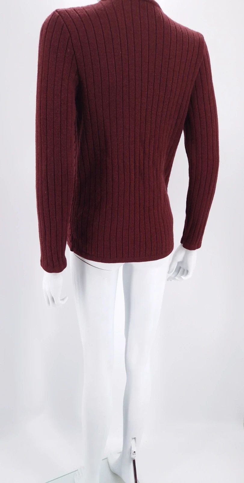 Celine Celine Cable Knit Wool Cardigan in Deep Burgundy Size M / US 6-8 / IT 42-44 - 6 Thumbnail