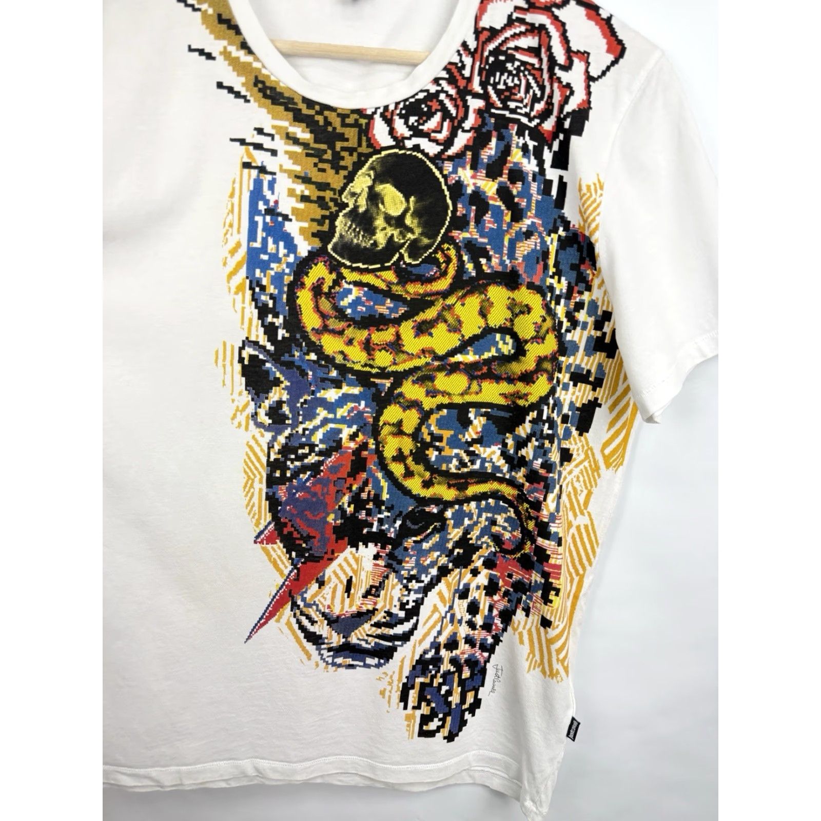 Just Cavalli Just Cavalli T-Shirt M White Tiger Skull Snake Art Asymmetrical Artwear Mens Size US M / EU 48-50 / 2 - 5 Thumbnail