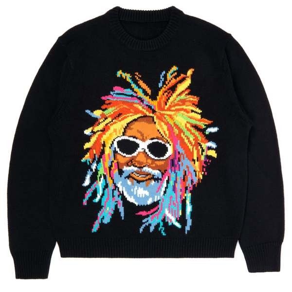 image of New Chinatown Market X Funkadelic George Knit Blk Sweater M in Black, Men's (Size Medium)