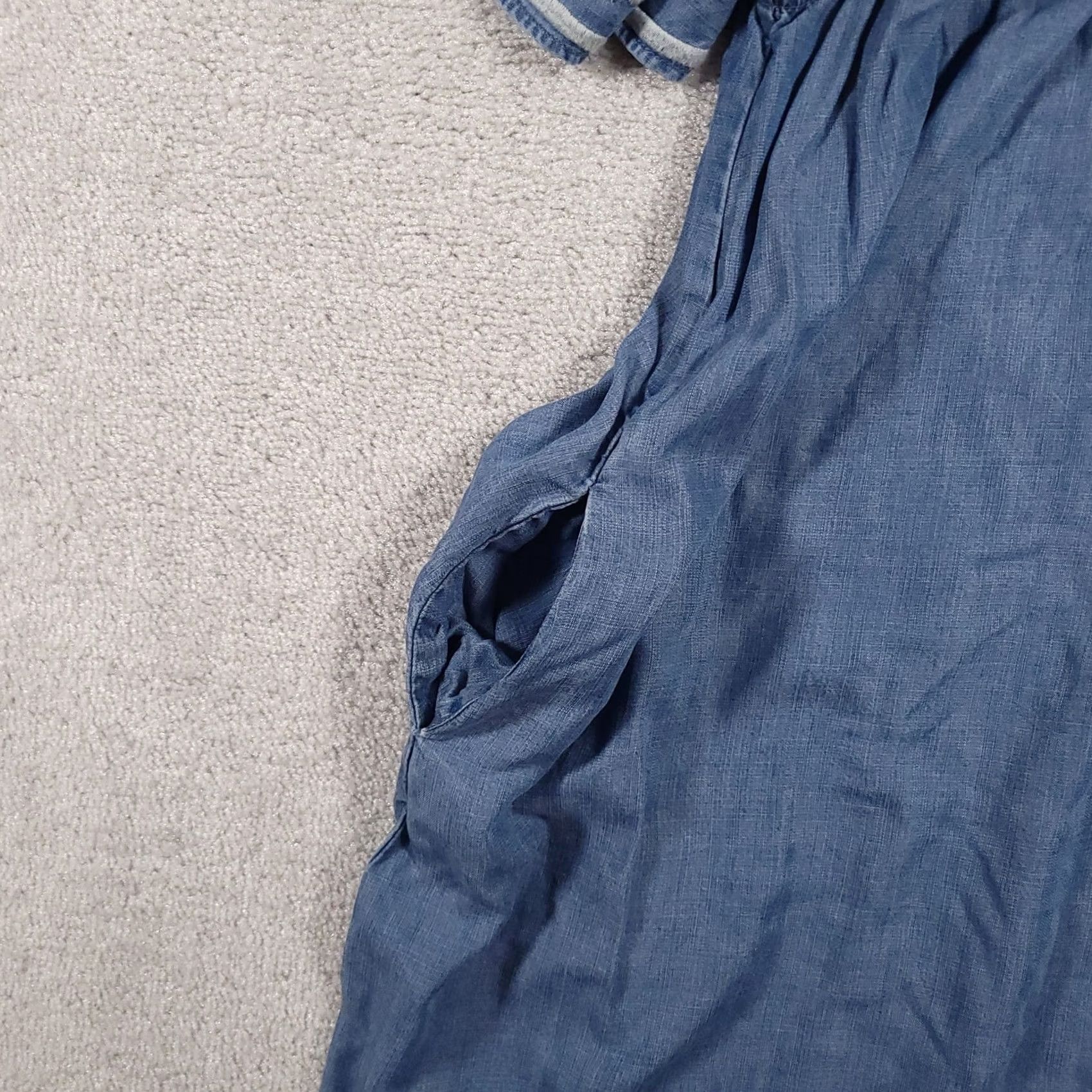 Vintage Chelsea & Theodore Dress Womens Large Blue Off Shoulder Embroidered Tencel Boho Size L / US 10 / IT 46 - 5 Thumbnail