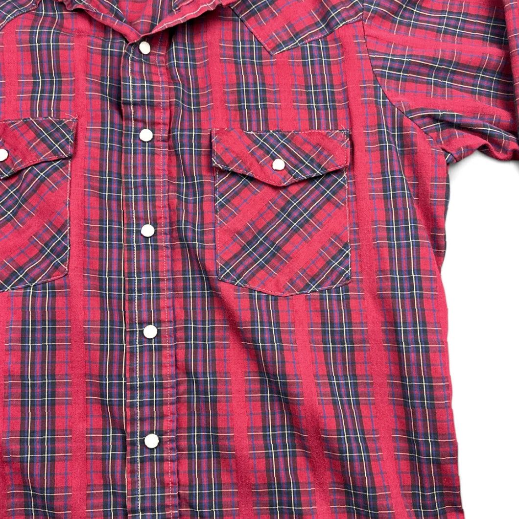 Imperial VINTAGE Key Imperial Western Shirt XL Adult Red Plaid 80s Cotton Blend Short Sleeve Button-Up Collared Snap Pockets USA Mens Size US XL / EU 56 / 4 - 5 Thumbnail