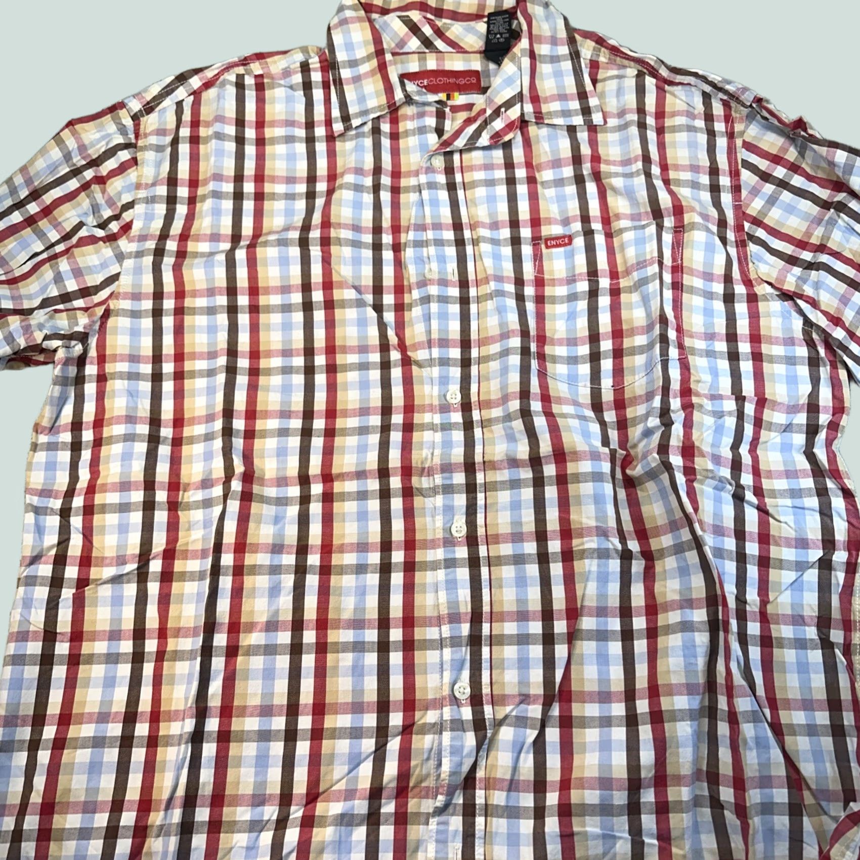 Enyce VINTAGE Enyce Button-Up Shirt Short Sleeve Striped Blue 3XL Men 90s Times Size US XXL / EU 58 / 5 - 1 Thumbnail
