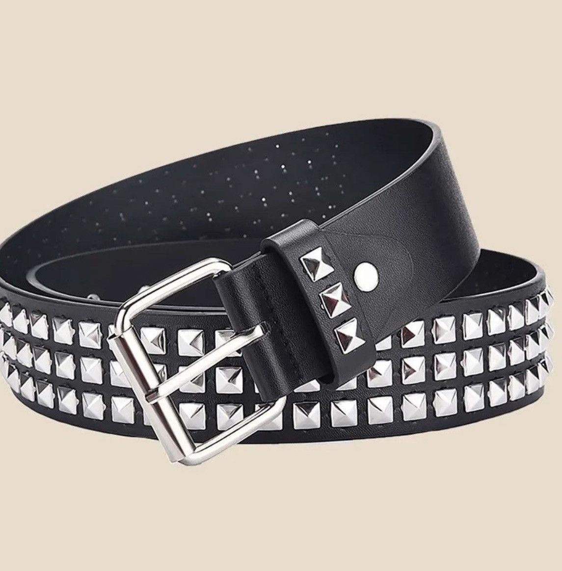 Designer 110cm Pyramid Studded Belt Size ONE SIZE - 3 Thumbnail