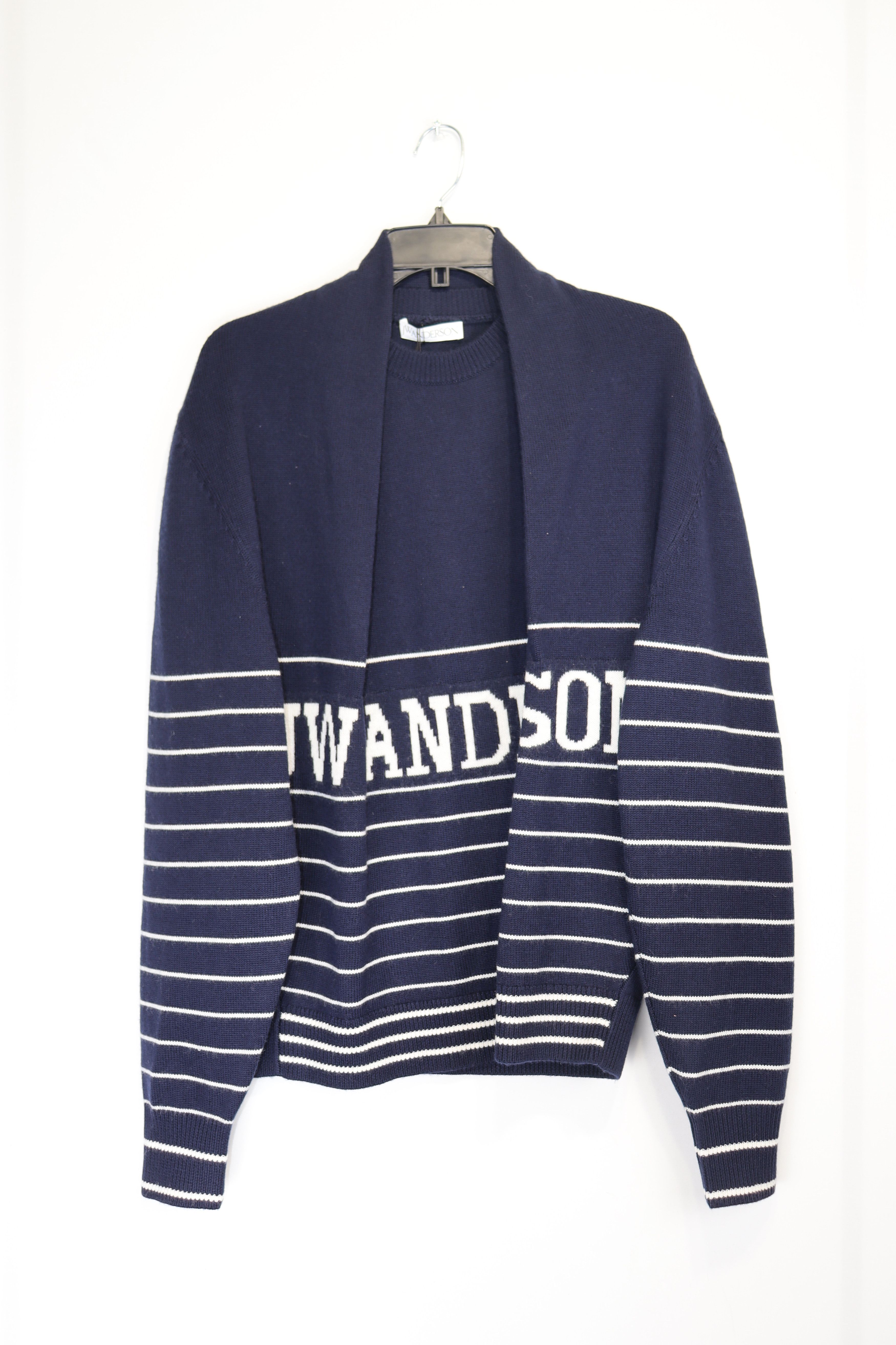 JW Anderson o1rshd1 Logo Knitwear in Navy/Ice Blue Size US M / EU 48-50 / 2 - 4 Thumbnail