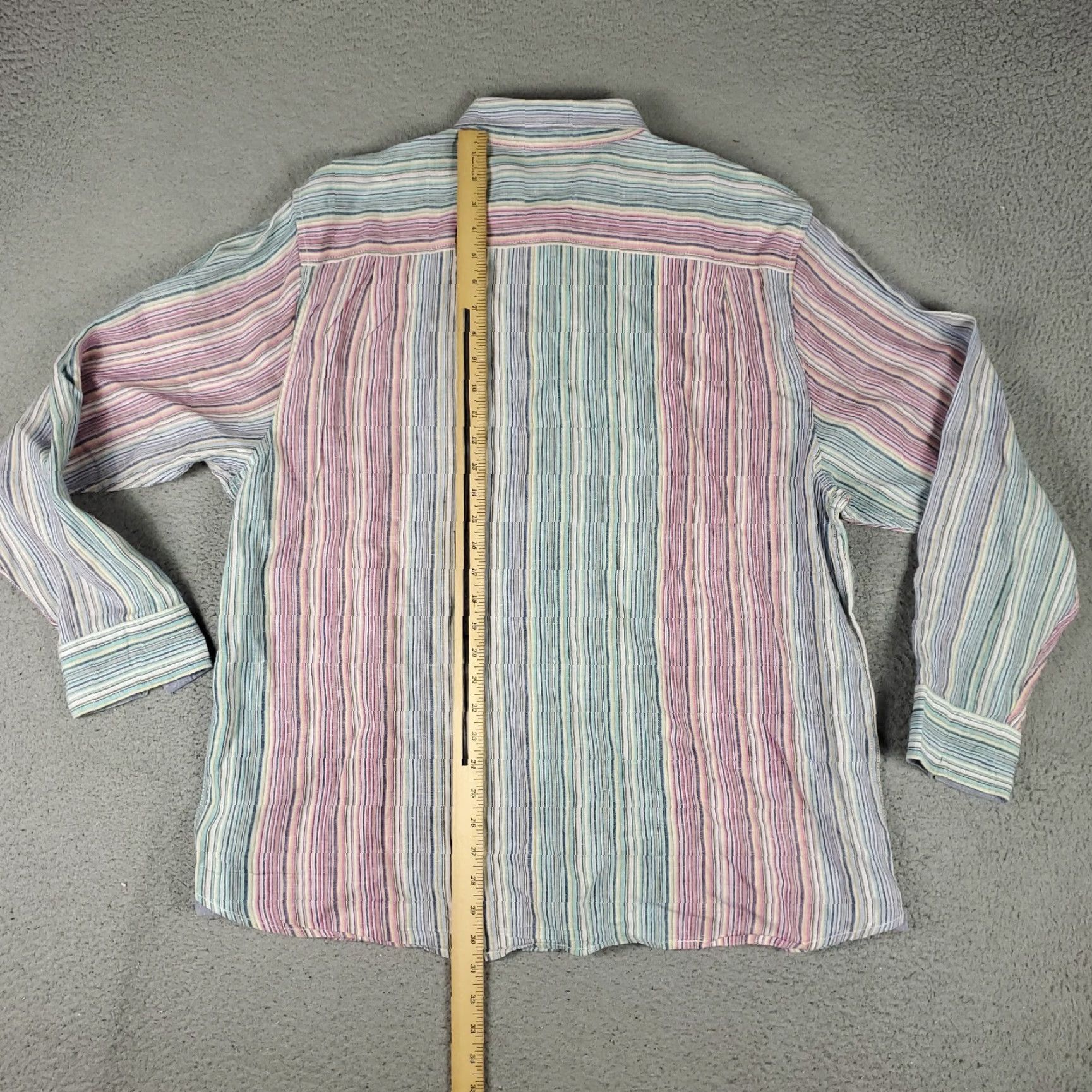 Tommy Bahama VINTAGE Tommy Bahama Shirt Mens XL Green Pink Striped Linen Button Up Long Sleeve Size US XL / EU 56 / 4 - 3 Thumbnail