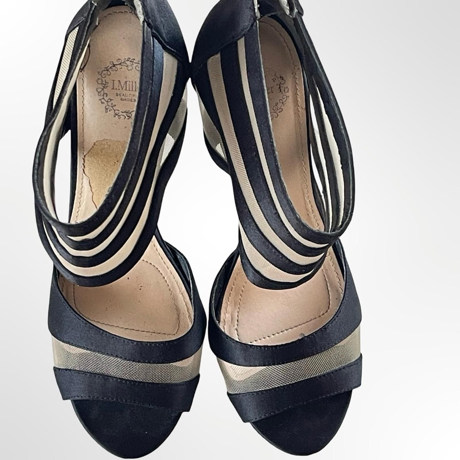Other I Miller Black Mesh Strappy High Heel Sandals in size 6.5 Size US 6.5 / IT 36.5 - 4 Thumbnail