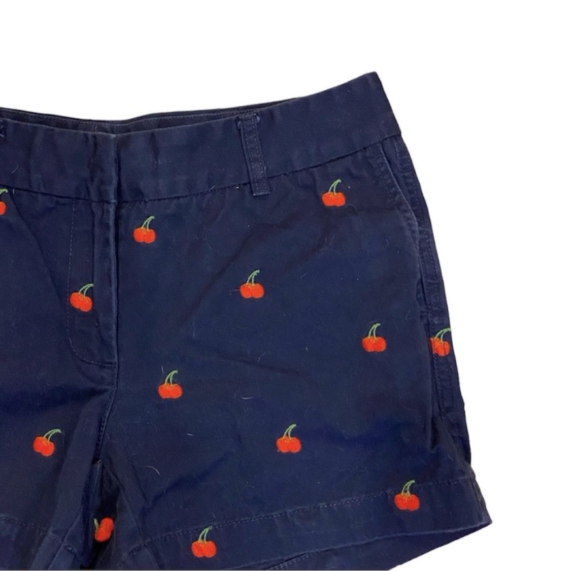 J.Crew J. Crew Blue Red Cherry Embroidered Shorts Chino Preppy Size 27" / US 4 / IT 40 - 4 Thumbnail