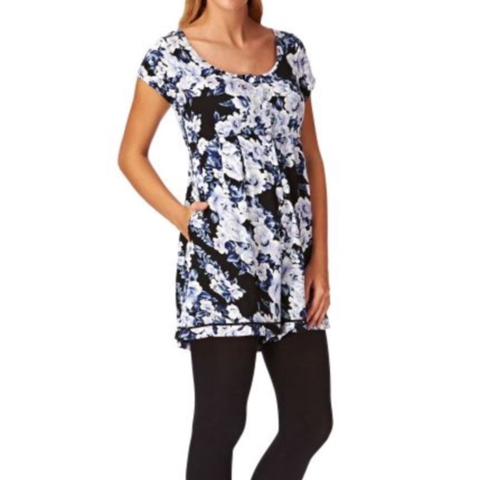 MINKPINK MinkPink Blue Black Floral Moonlit Fountain Pocket Romper XS Size 25" / US 0 / IT 36 - 7 Thumbnail