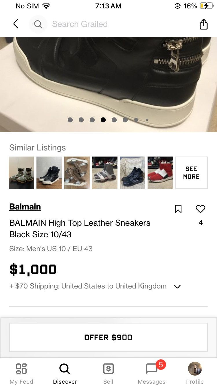 Balmain BALMAIN 2010s High Top Leather Zip Sneakers Decarnin Size US 9 / EU 42 - 4 Thumbnail