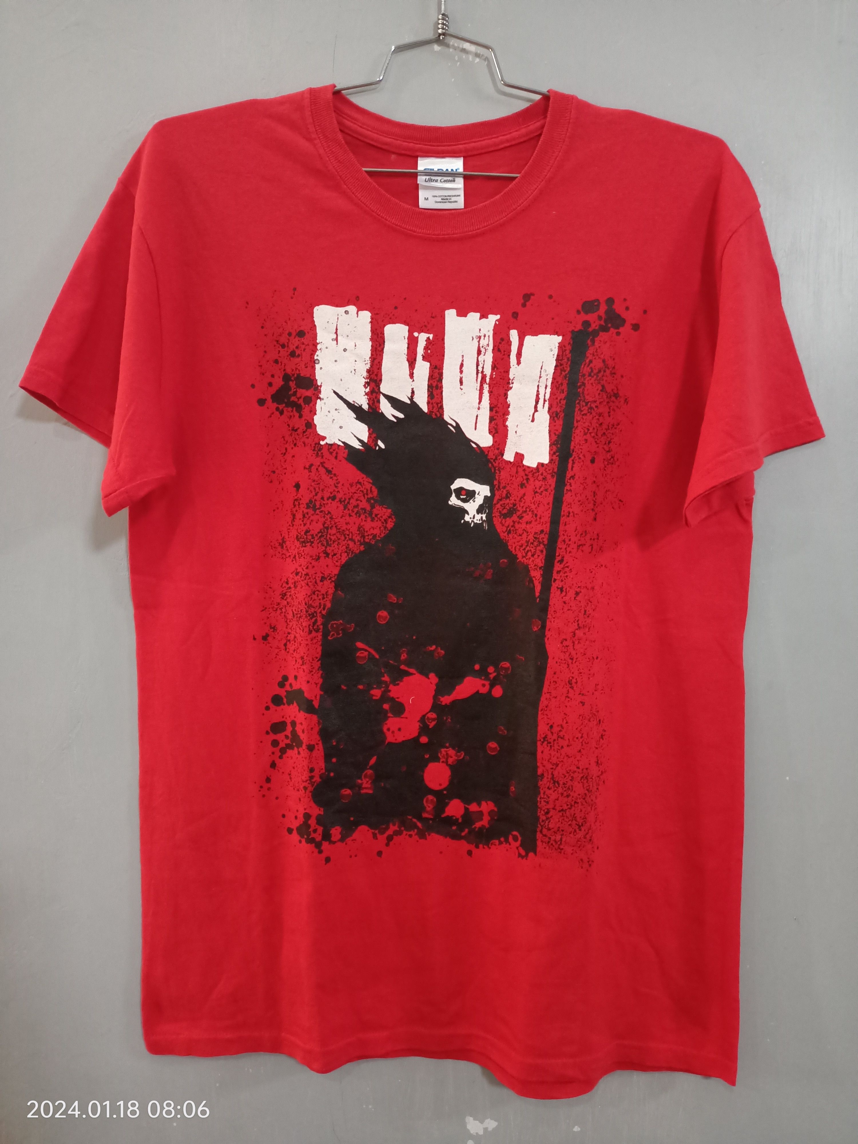 image of Band Tees x Black Flag Y2K Black Flag Slip It In T-Shirt in Red, Men's (Size Medium)