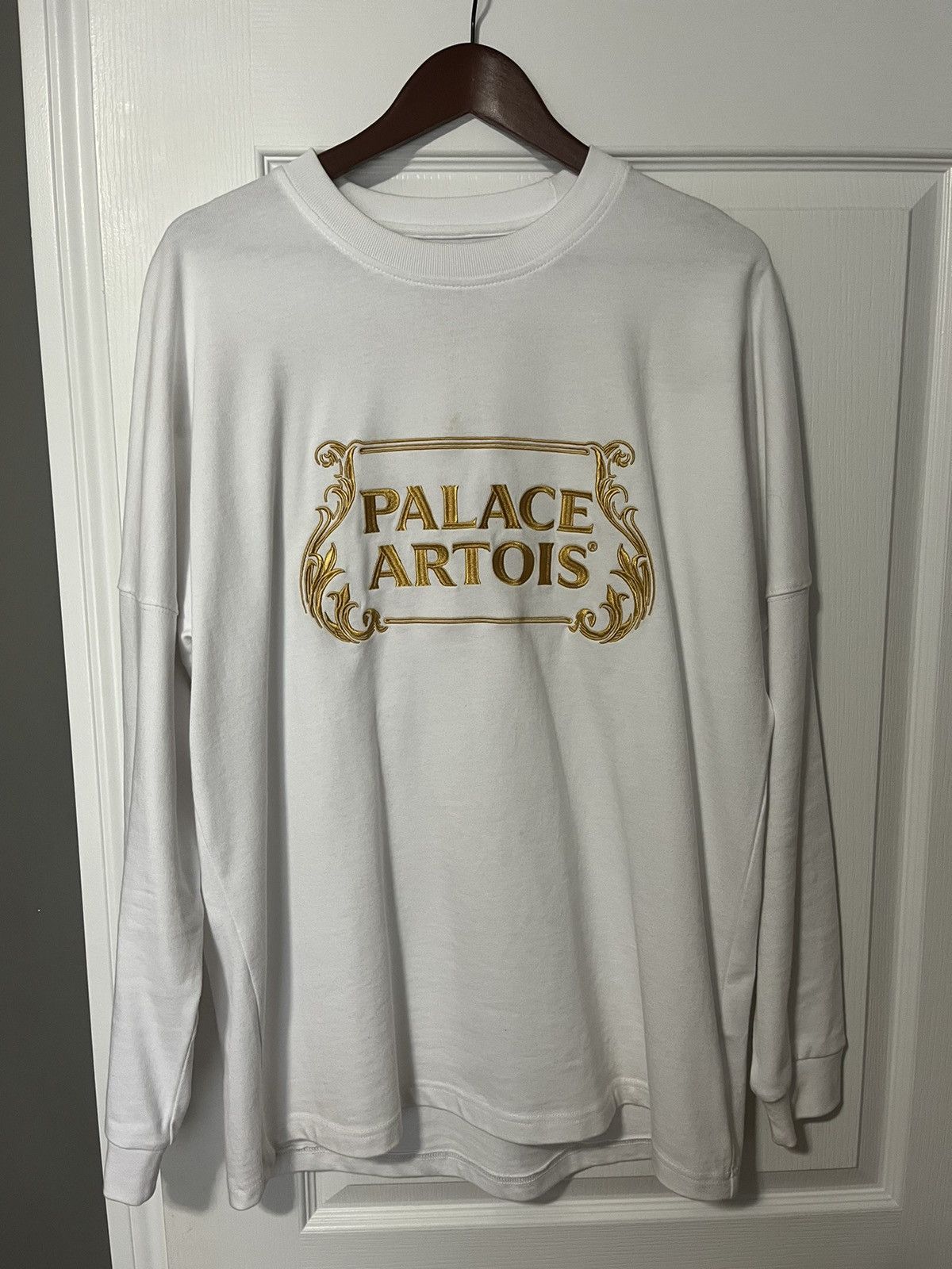 image of Palace Stella Artois Drop Shoulder Longsleeve in White, Men's (Size Large)