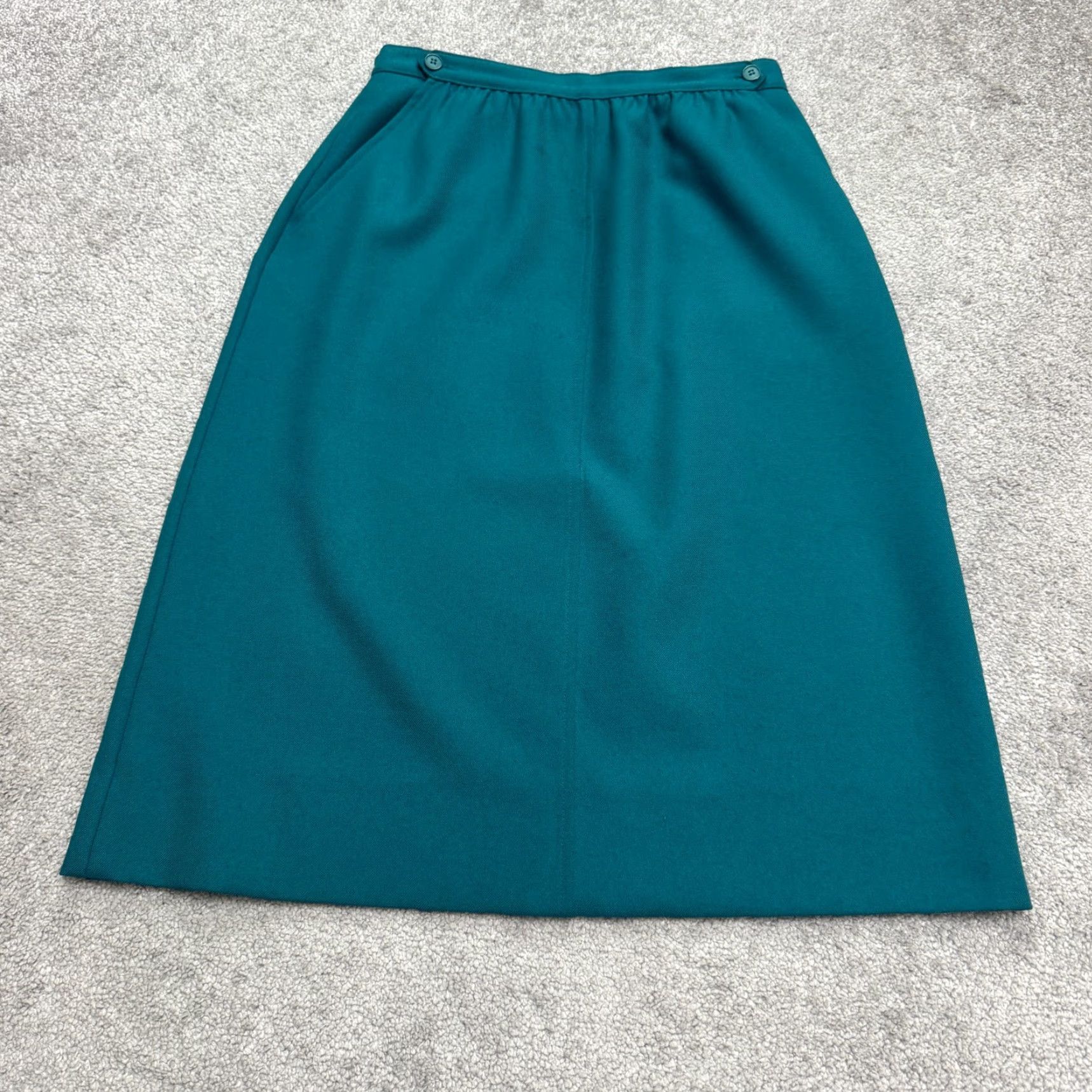 Vintage VINTAGE Haberdashery 90s 2 Piece Suit Set Blazer Skirt Womens 10 Teal Blue Size 32" / US 10 / IT 46 - 4 Thumbnail