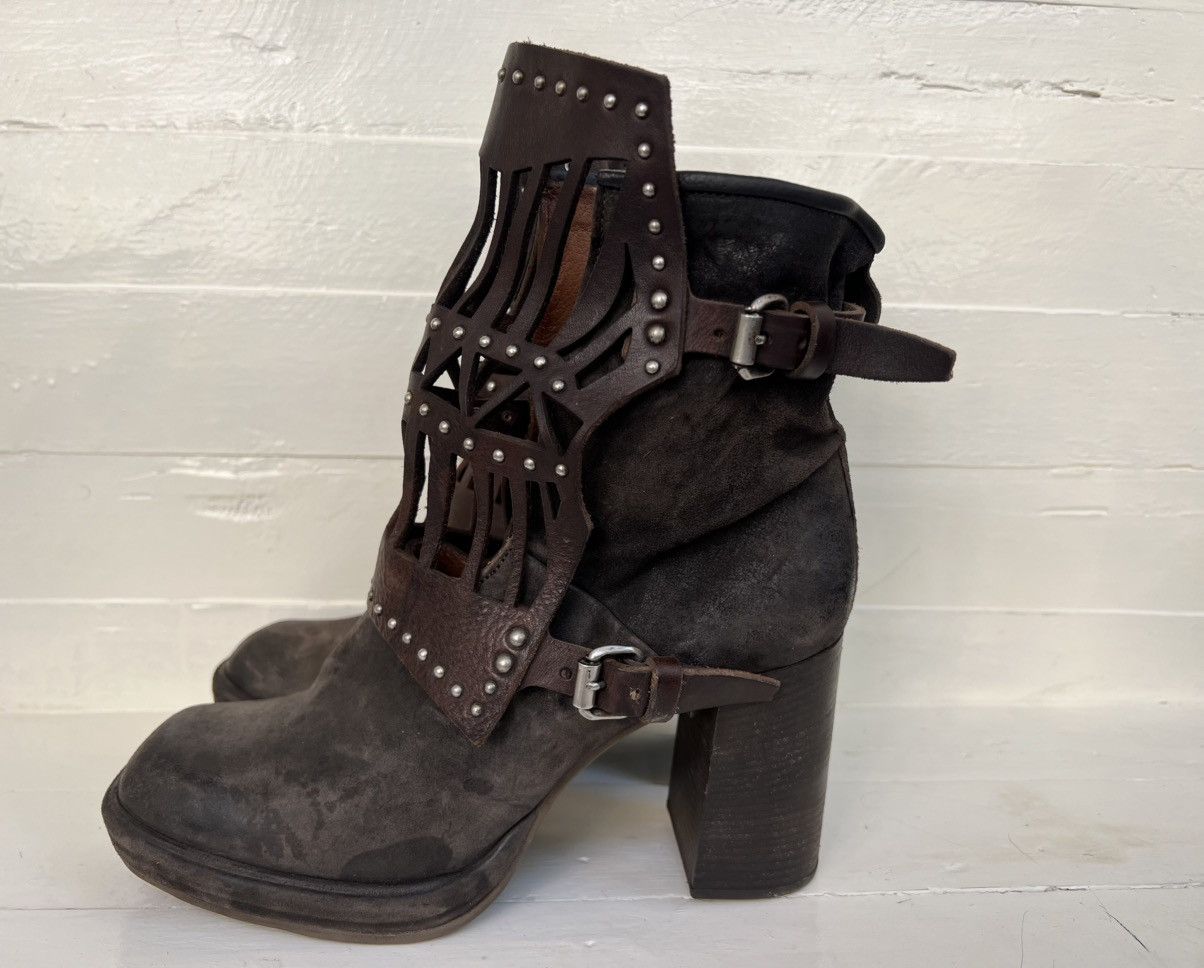 A.S.98 Airstep AS98 Brown Leather Suede Boho Biker Ankle Boots Size US 10 / IT 40 - 3 Thumbnail