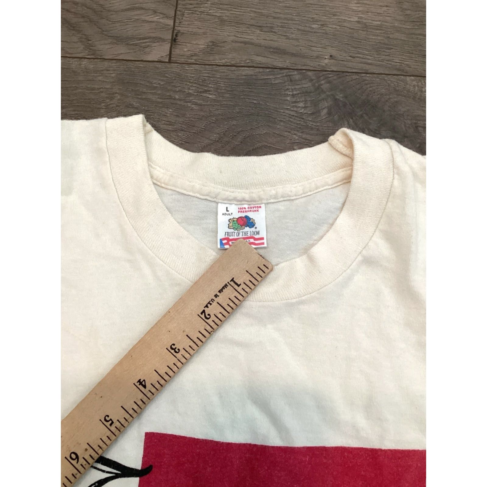 Jerzees Vtg Music Shirt Tee Mens Large White Gold Trumpet Score Notes Instrument 90s SS Size US L / EU 52-54 / 3 - 5 Thumbnail