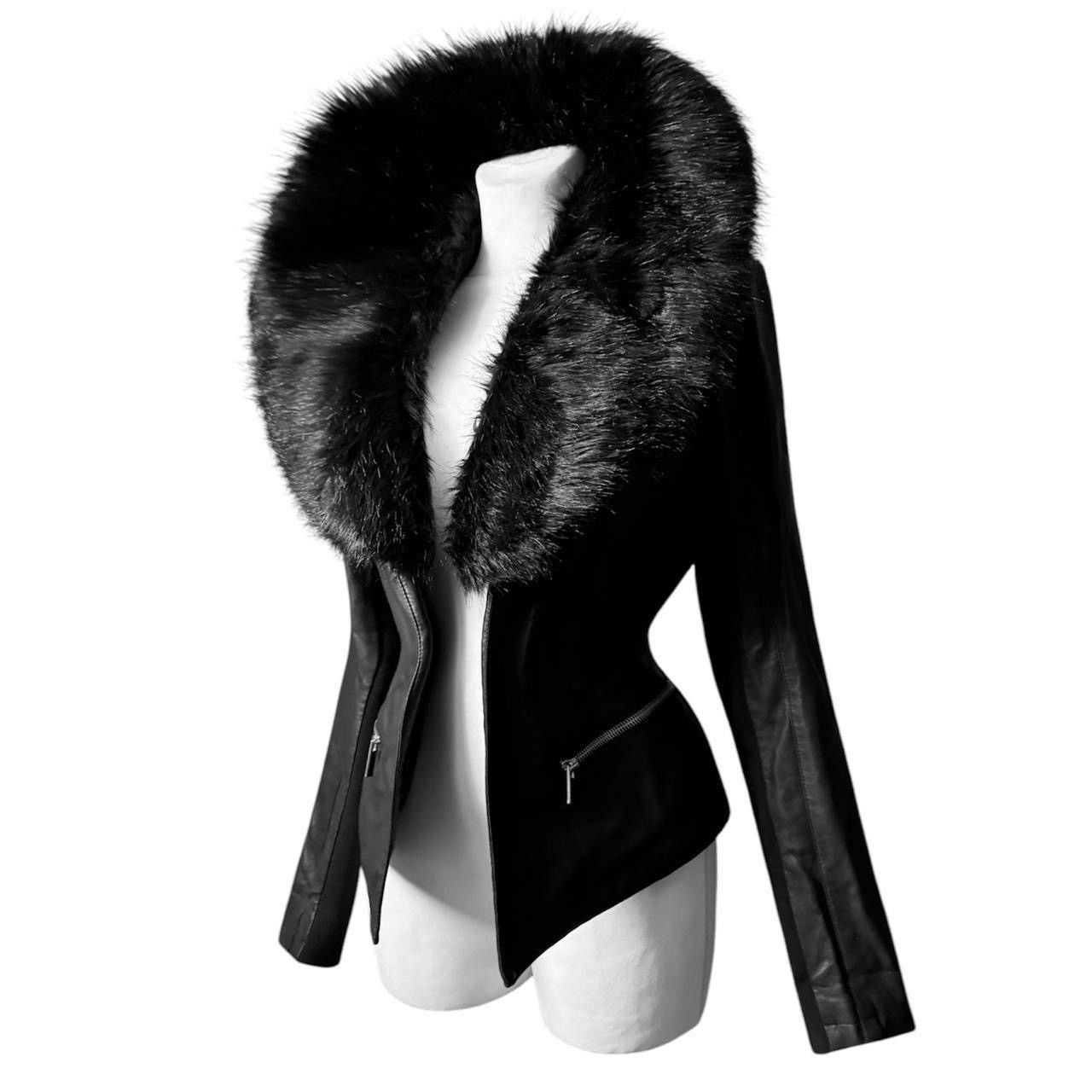 Vintage So sick leather avant garde biker moto jacket with fur Size S / US 4 / IT 40 - 2 Thumbnail