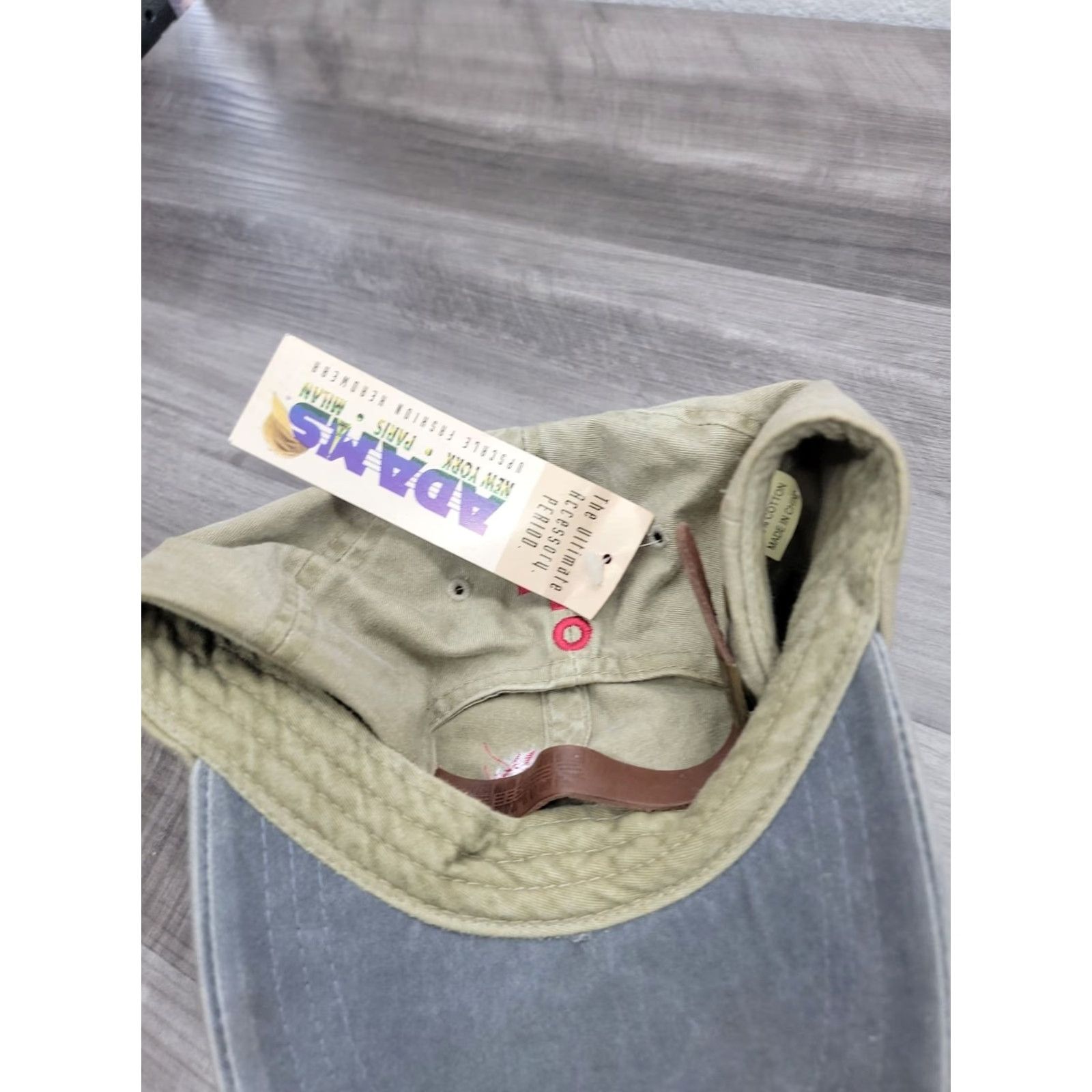 Vintage VINTAGE Adams Buckle Strapback Cap Hat Khaki NWT Leather Strap Men One Size Khaki/Gray Baseball Cap Size ONE SIZE - 5 Thumbnail