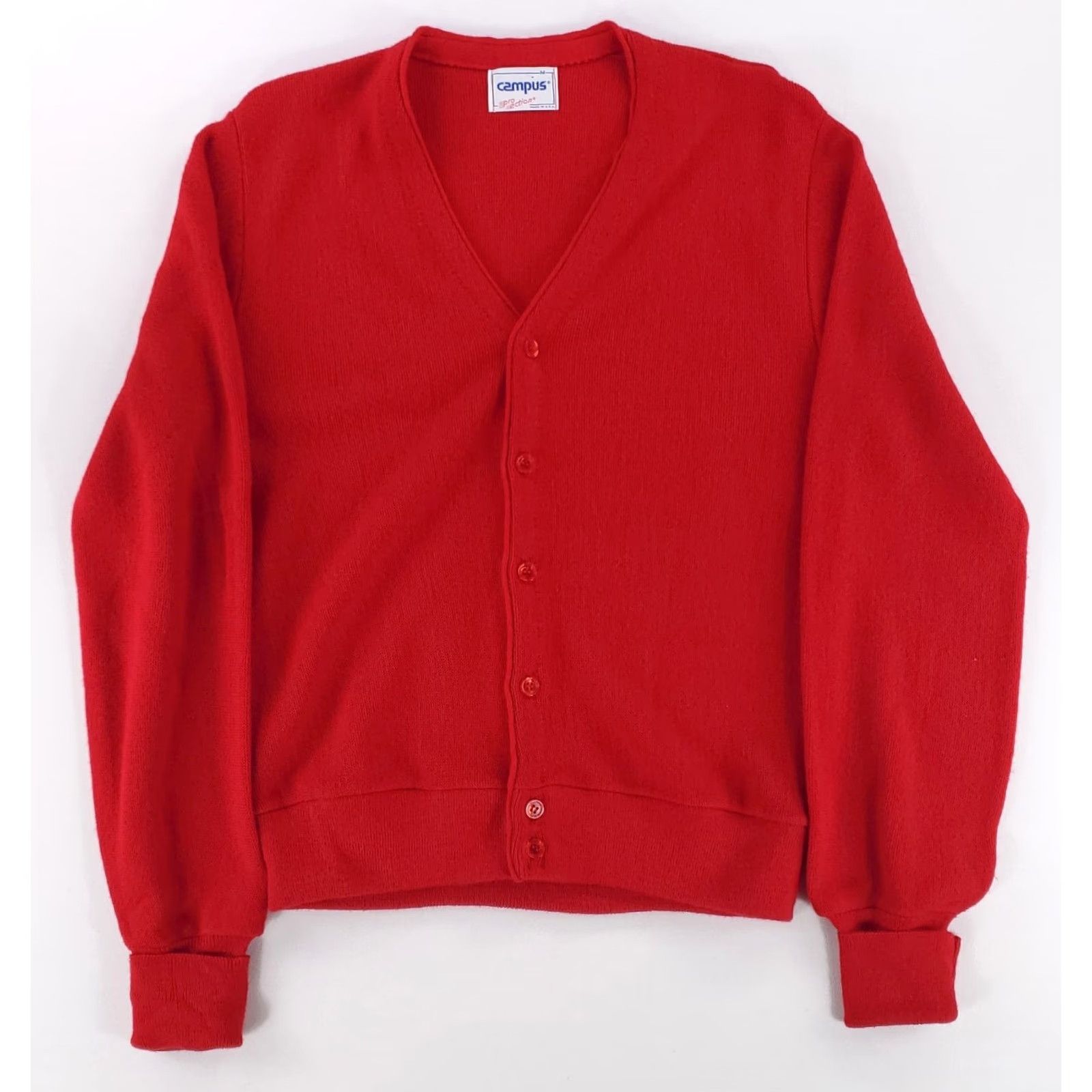 Vintage VINTAGE Campus Cardigan Sweater Pro Action Red Made USA Mens M 70s 80s Acrylic Men’s M Size US M / EU 48-50 / 2 - 3 Thumbnail