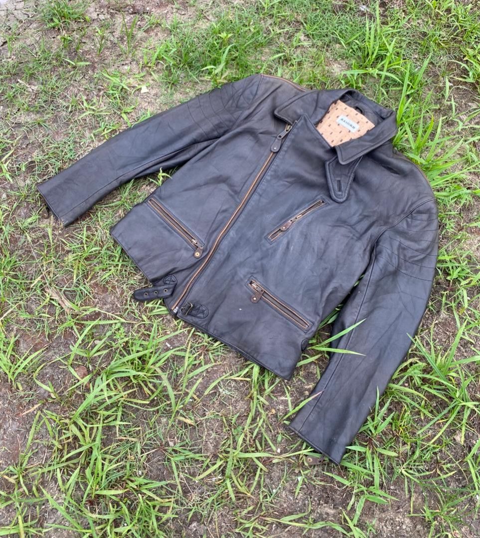 Genuine Leather 90s🔥 Massimo Double Collar Leather Jacket Punk Style Size US S / EU 44-46 / 1 - 5 Thumbnail