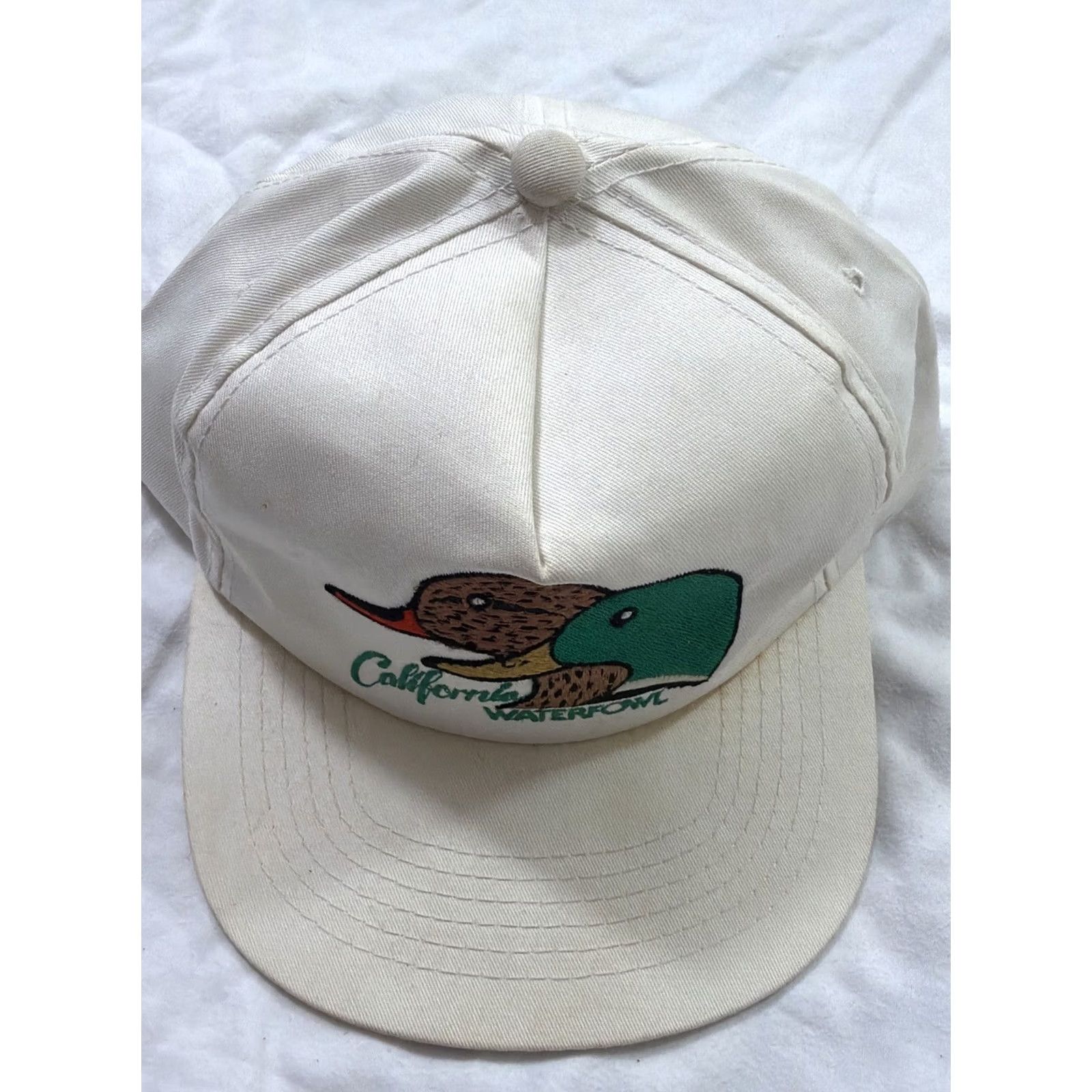 Vintage VINTAGE 90s California Waterfowl SnapBack Hat Men White Stained One Size Size ONE SIZE - 6 Thumbnail