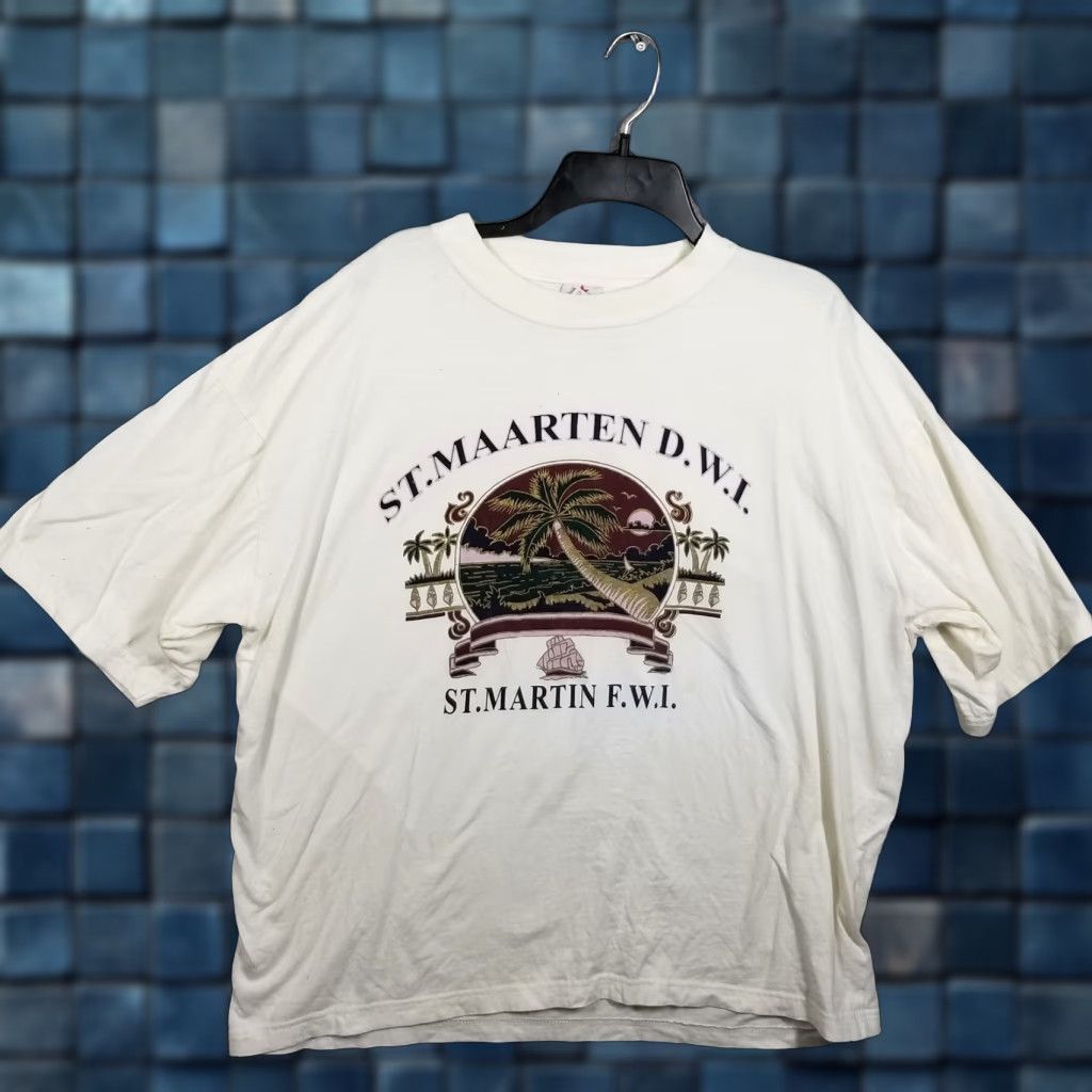 Vintage VINTAGE All American Star Men’s T-Shirt XL White Caribbean Island Tour Souvenir 90s Tropical Beach Coastal Size US XL / EU 56 / 4 - 1 Thumbnail