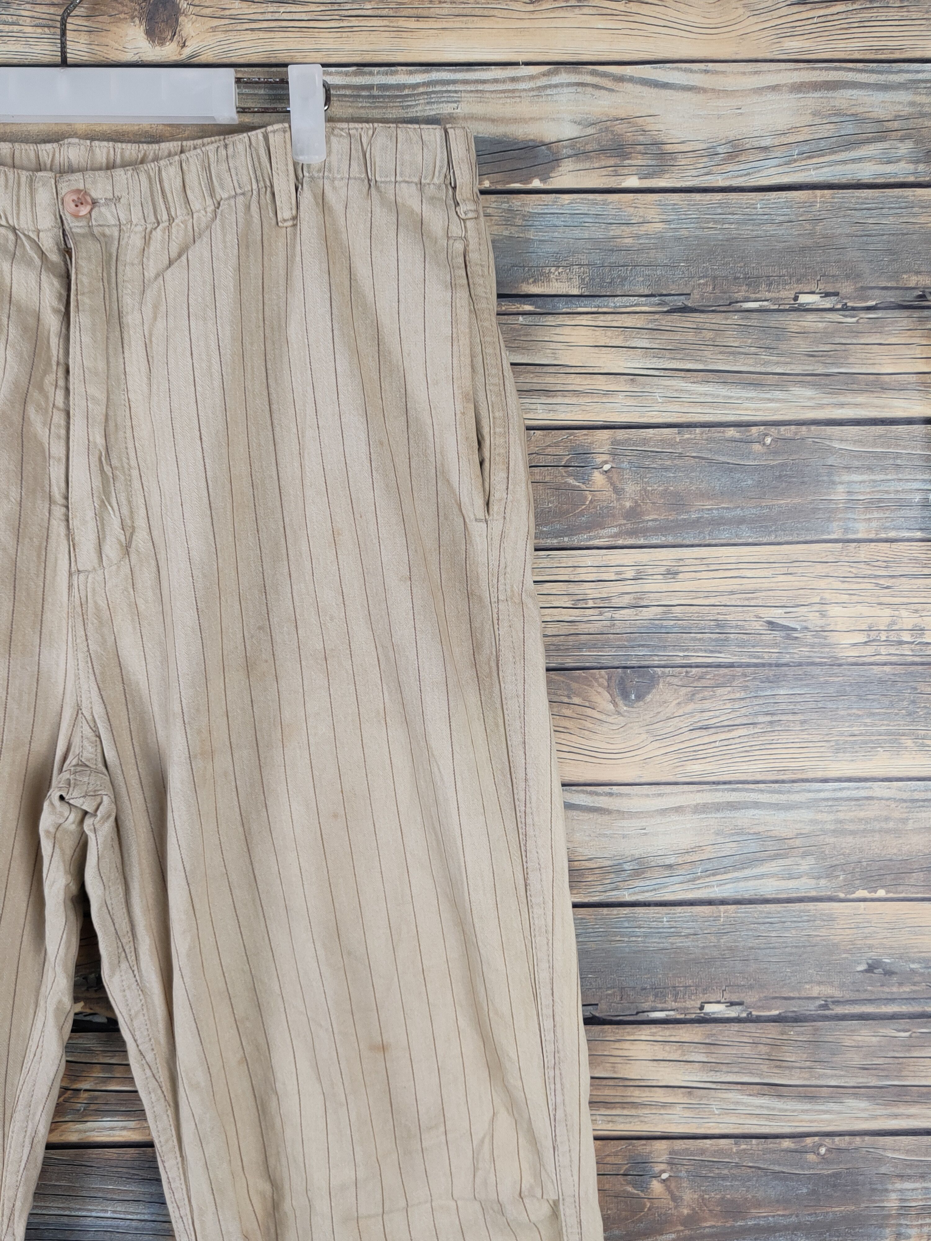 Japanese Brand × Vintage Thunder Storm Light Brown stripe vintage Casual Pants #W1419 Size US 37 - 6 Thumbnail