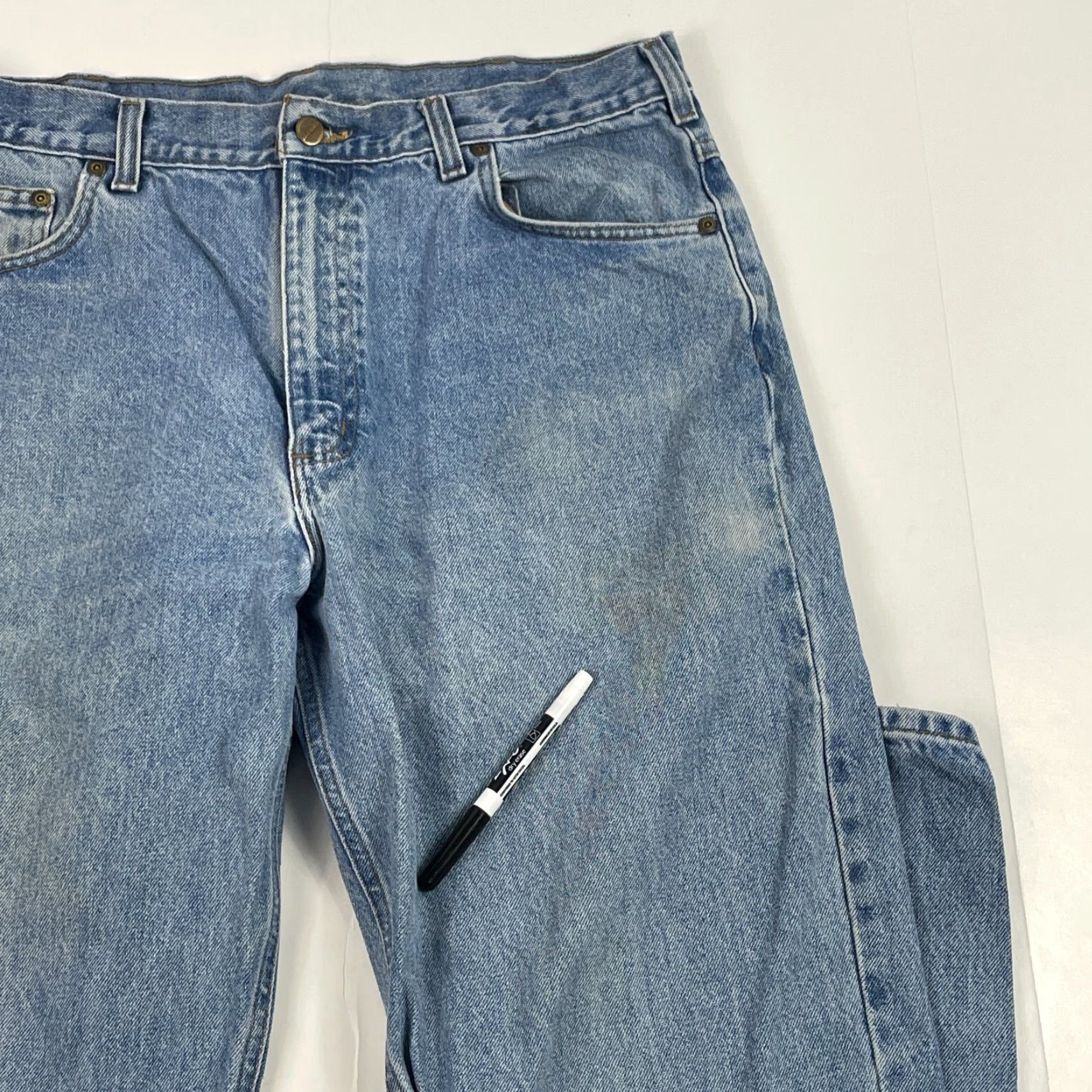 Carhartt Carhartt Jeans Mens 38 x 34 Blue Relaxed Straight Medium Wash Workwear Denim Boys Prime B17 Size US 38 / EU 54 - 3 Thumbnail
