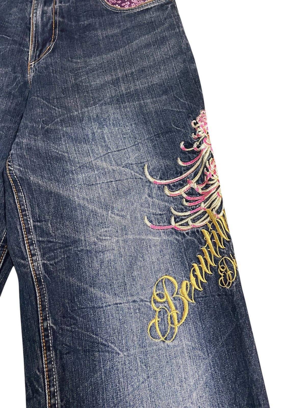 Japanese Brand Vintage Divine Retribution Multi Pocket Sukajan Jeans 1990s Size US 32 / EU 48 - 8 Thumbnail