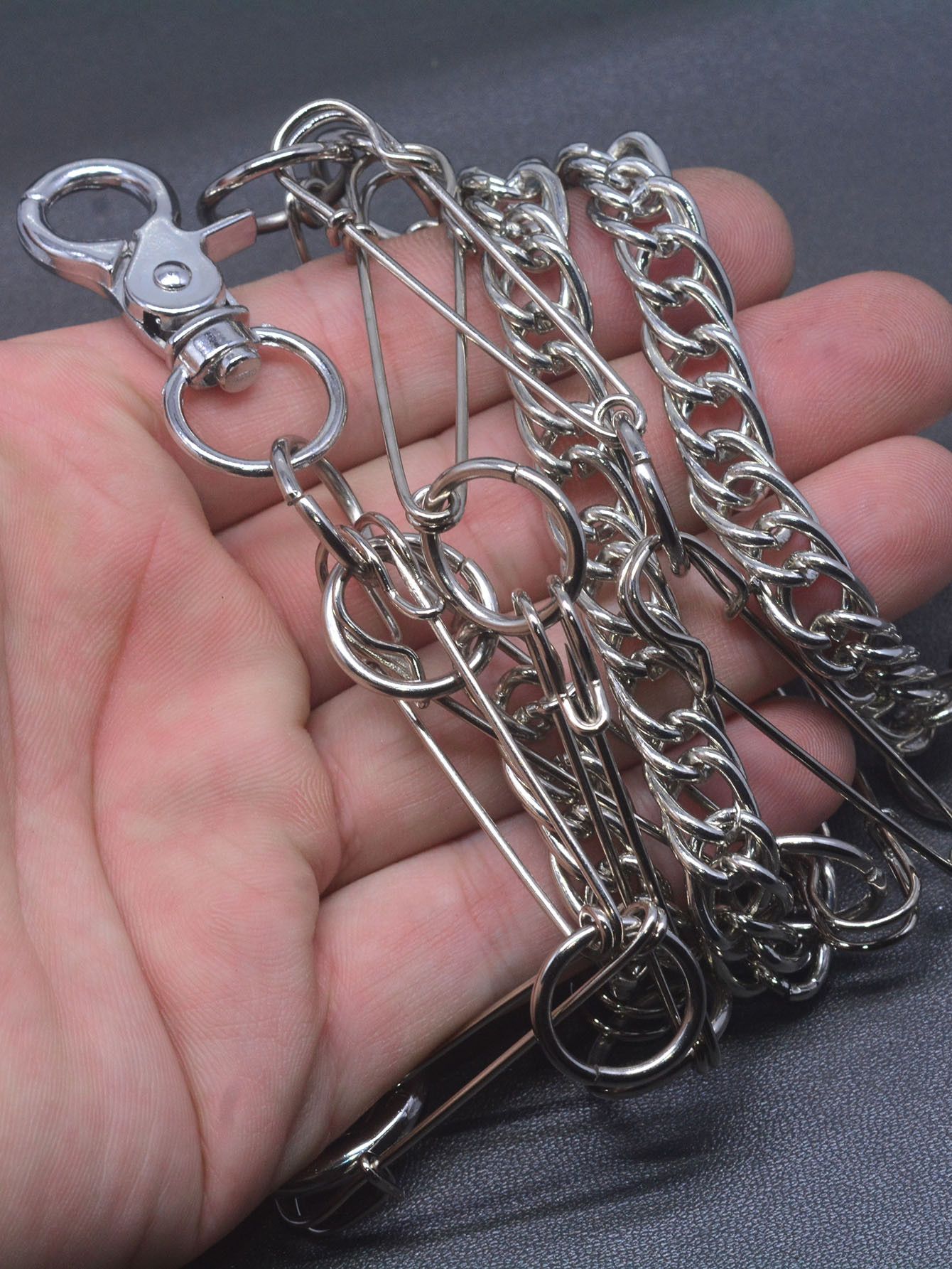 Japanese Brand × Jewelry Double-Layer Curl Pants Chain with Safety Pin Size ONE SIZE - 4 Thumbnail