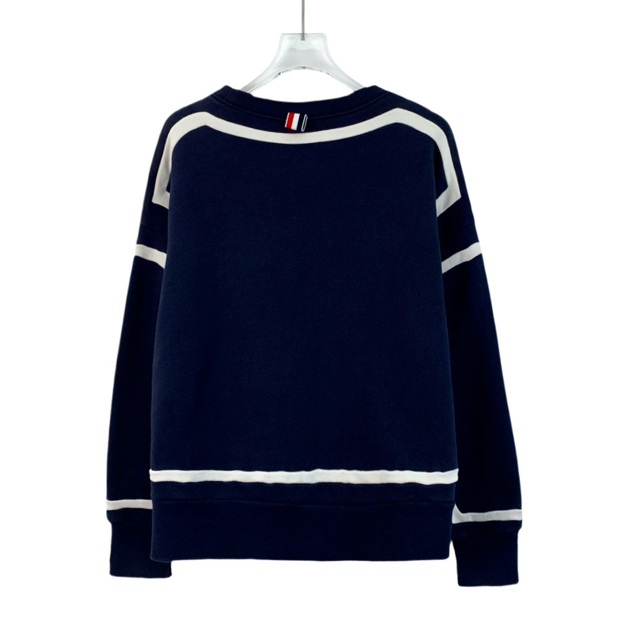 Thom Browne Thom Browne Navy Blue Cotton Crewneck Sweatshirt With Contra Size S / US 4 / IT 40 - 8 Thumbnail