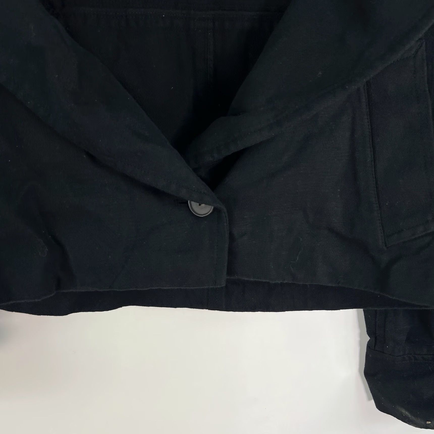 Vince VINTAGE Vince Women's Cropped Jacket Bomber Style Black Linen Cotton Blend Size L Casual Designer Size L / US 10 / IT 46 - 3 Thumbnail