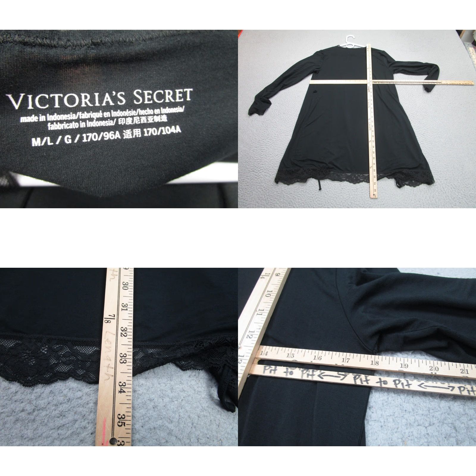 Victoria's Secret Victorias Secret Robe Womens M L Black Lace Trim Modal Sleepwear Whimsigoth Size ONE SIZE - 8 Thumbnail