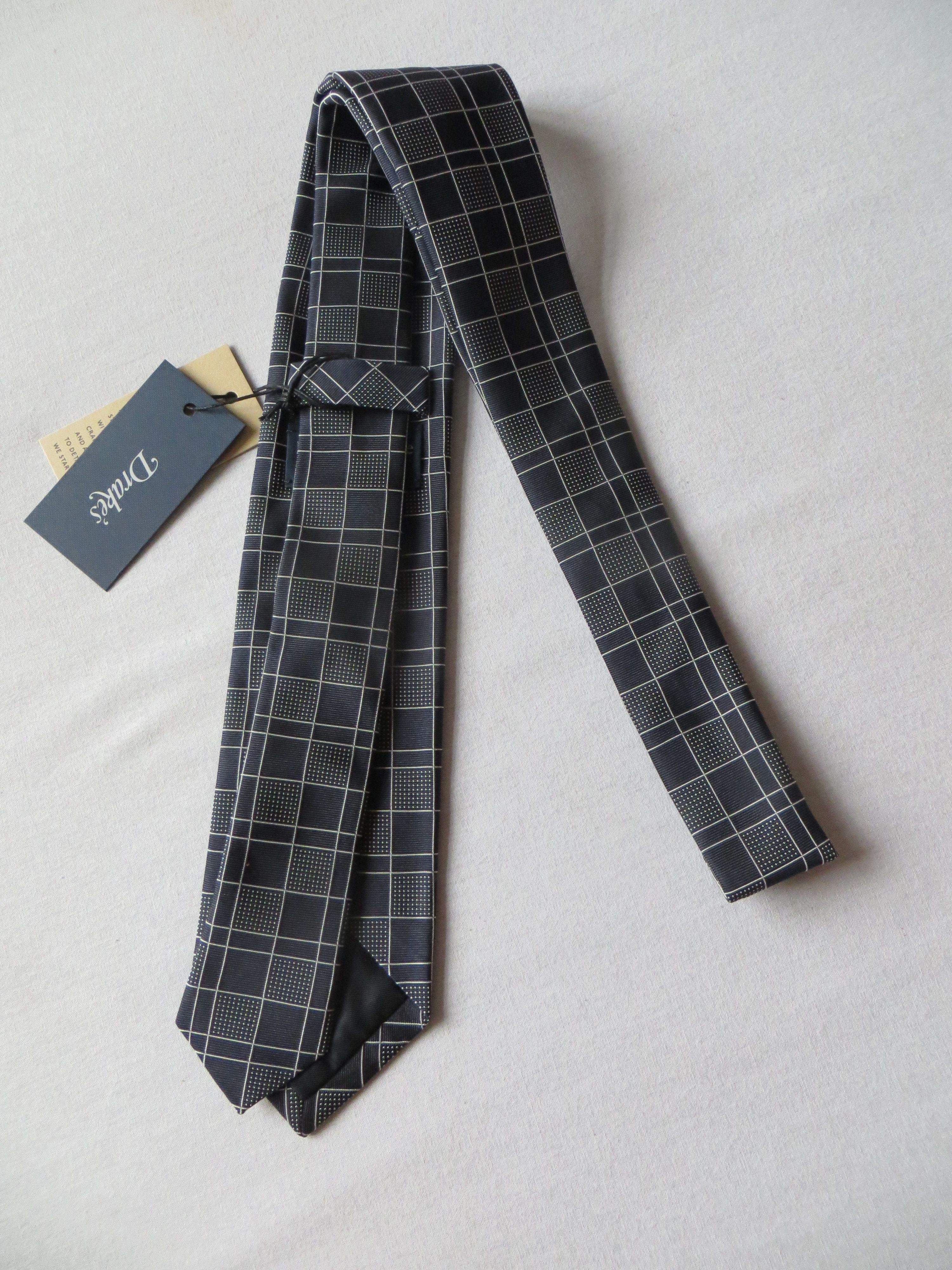Drake's BLUE SQUARE SHAPE SILK TIE Size ONE SIZE - 3 Thumbnail